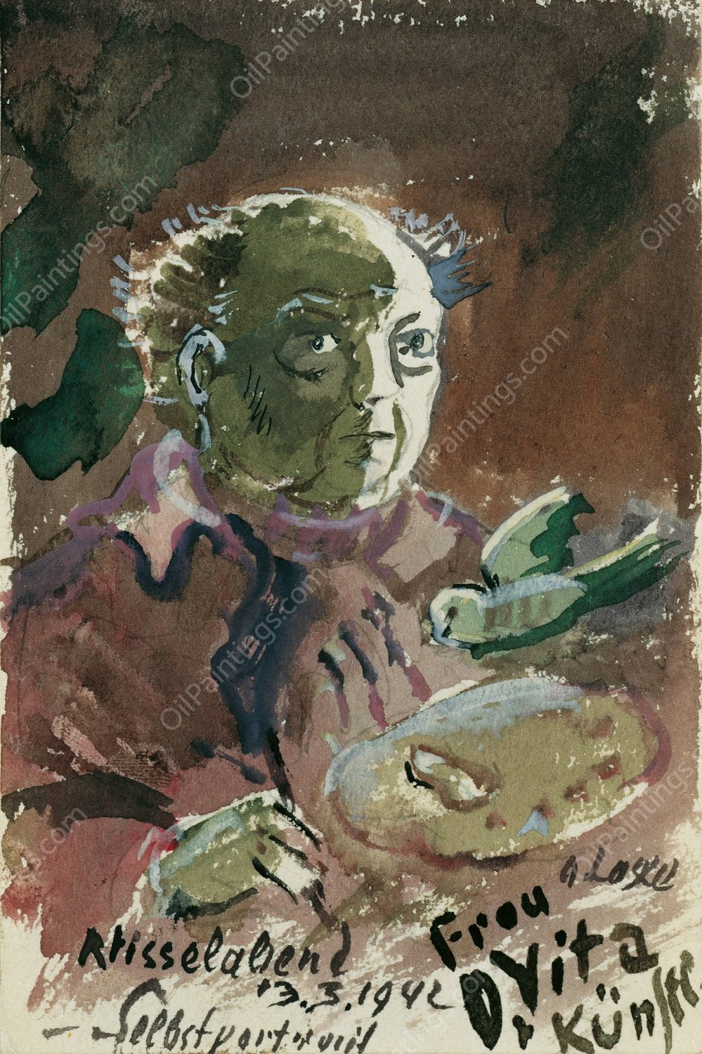 Selbstportrat  by Oskar Laske - Hand-Painted Oil Painting Reproduction