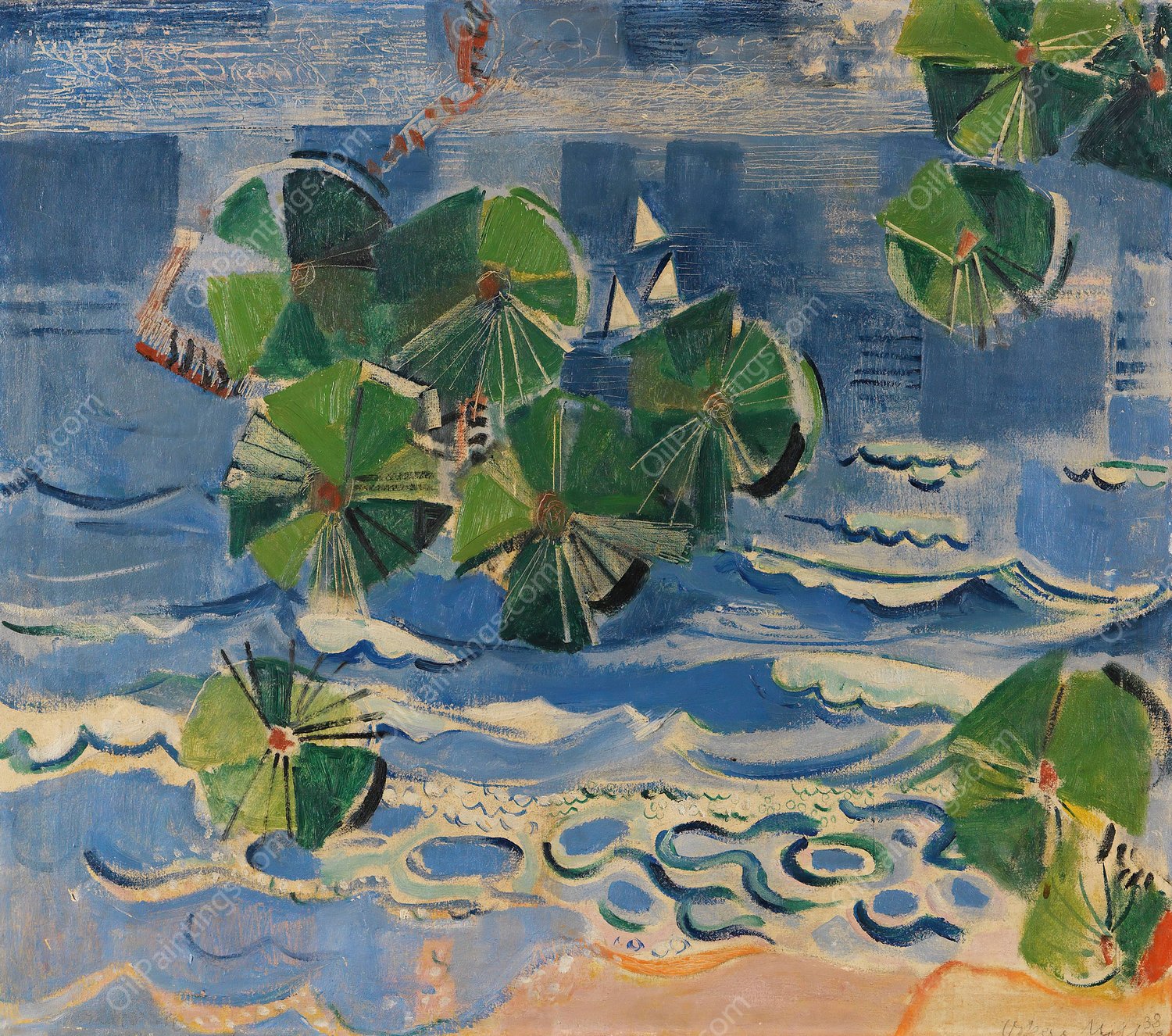 See mit Kiefernast  by Oskar Moll - Hand-Painted Oil Painting Reproduction