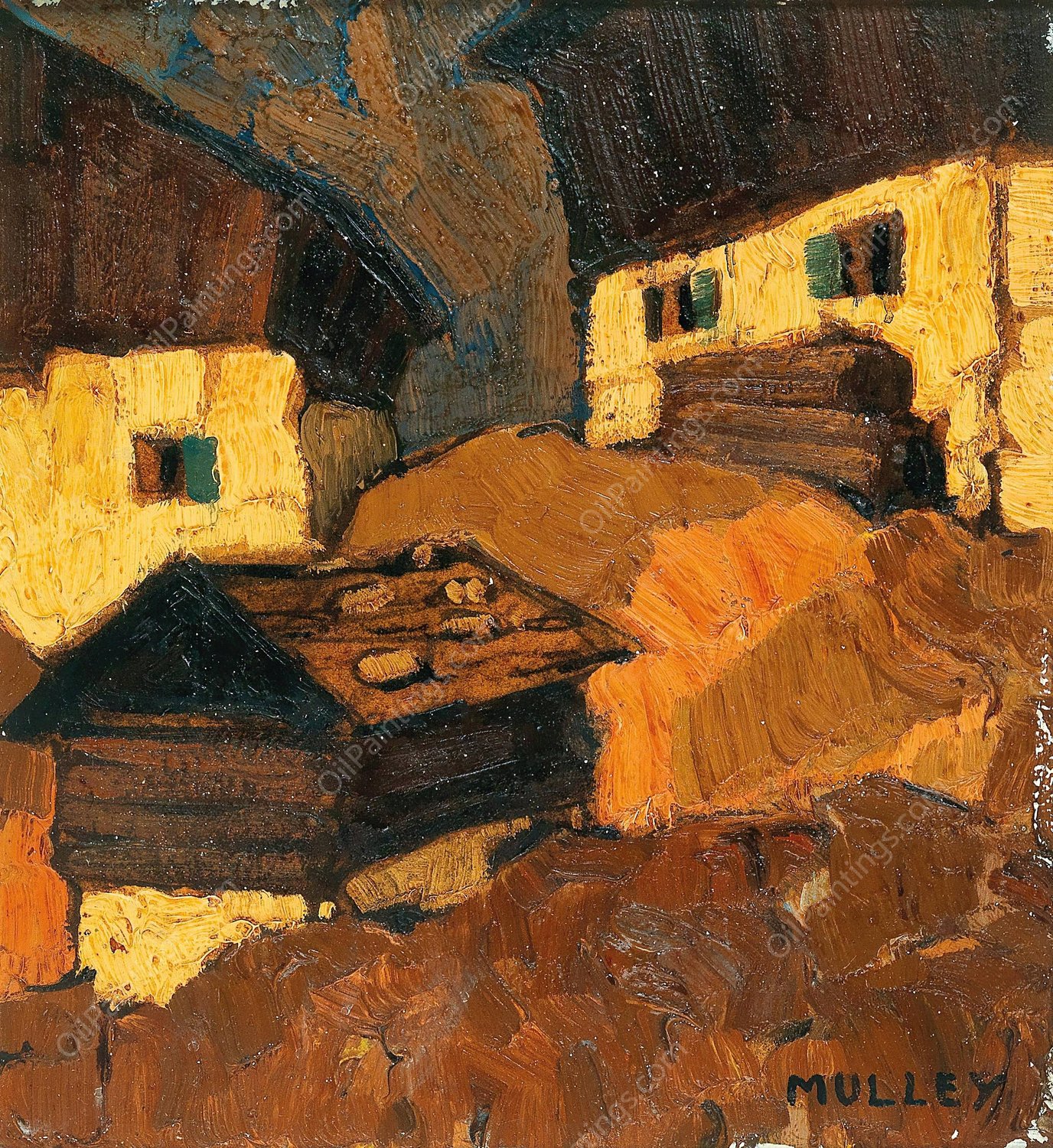 Mountain farm  by Oskar Mulley - Hand-Painted Oil Painting Reproduction