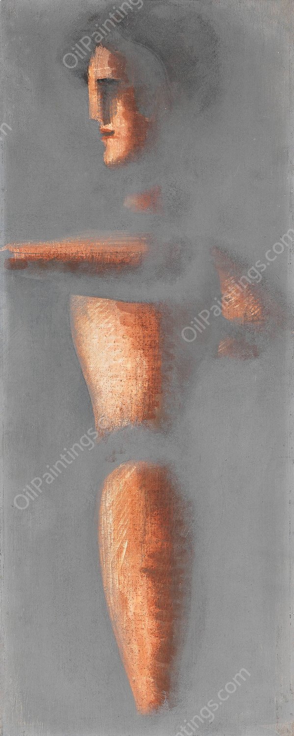 Figur auf grauem Grund  by Oskar Schlemmer - Hand-Painted Oil Painting Reproduction
