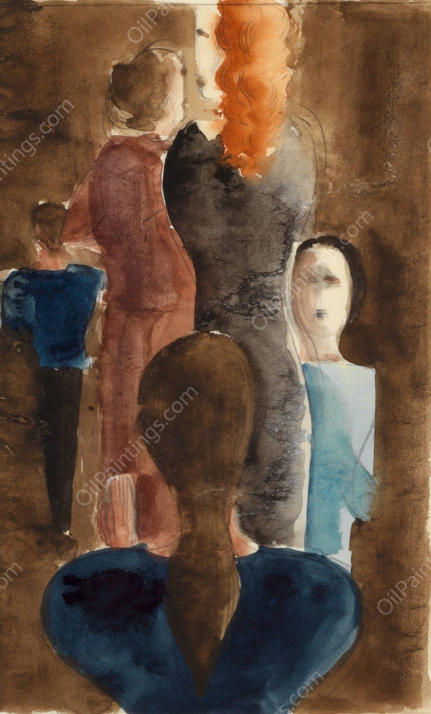 Four-colour study for 'Women on Stairway' by Oskar Schlemmer - Hand-Painted Oil Painting Reproduction