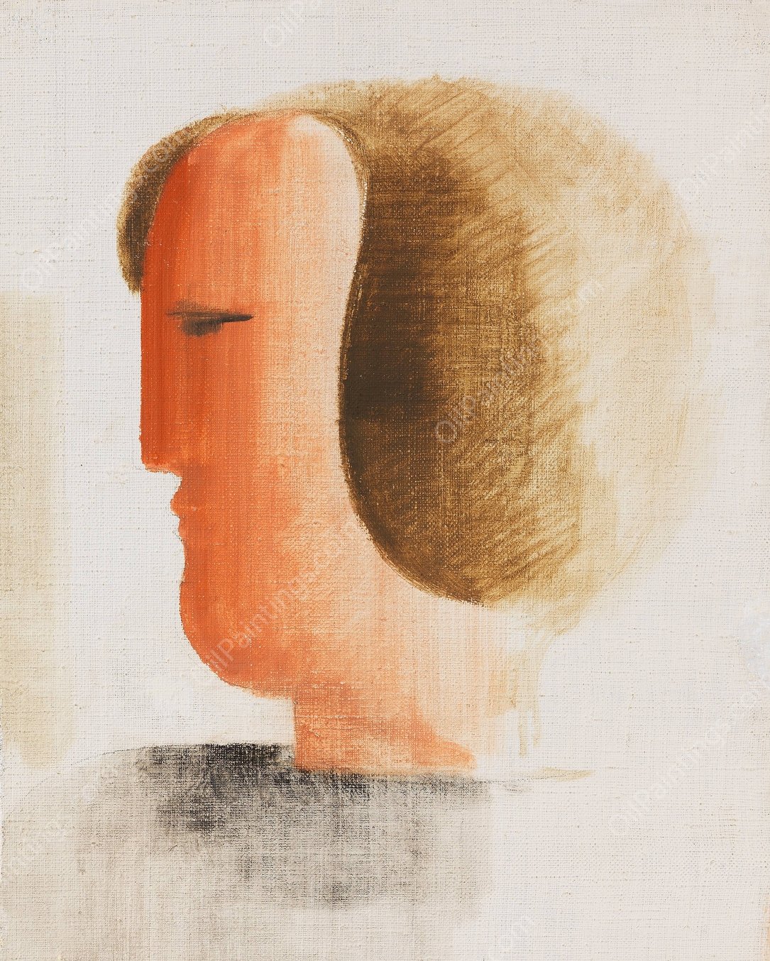Kopf nach links  by Oskar Schlemmer - Hand-Painted Oil Painting Reproduction