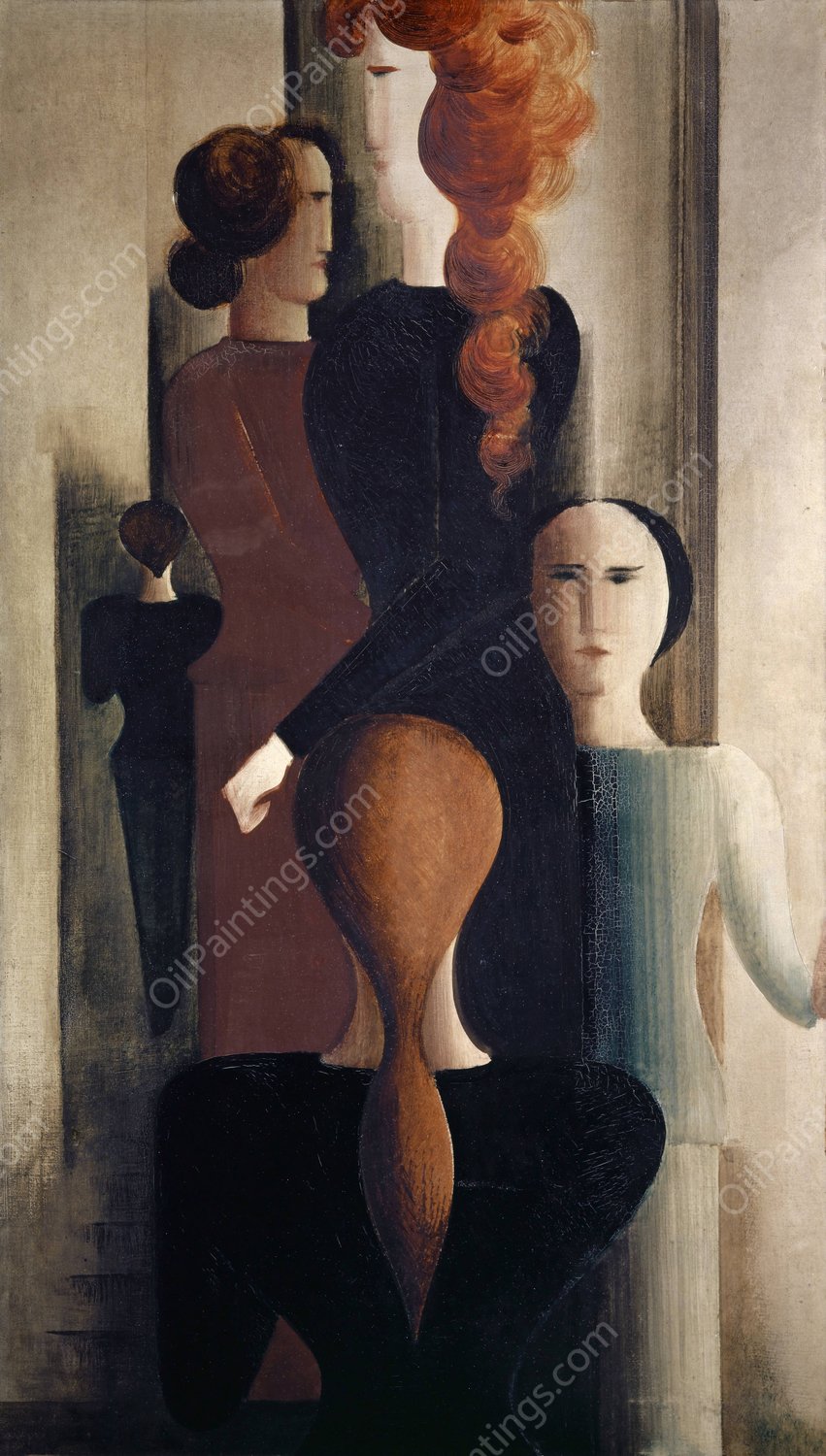 Women on Stairway  by Oskar Schlemmer - Hand-Painted Oil Painting Reproduction