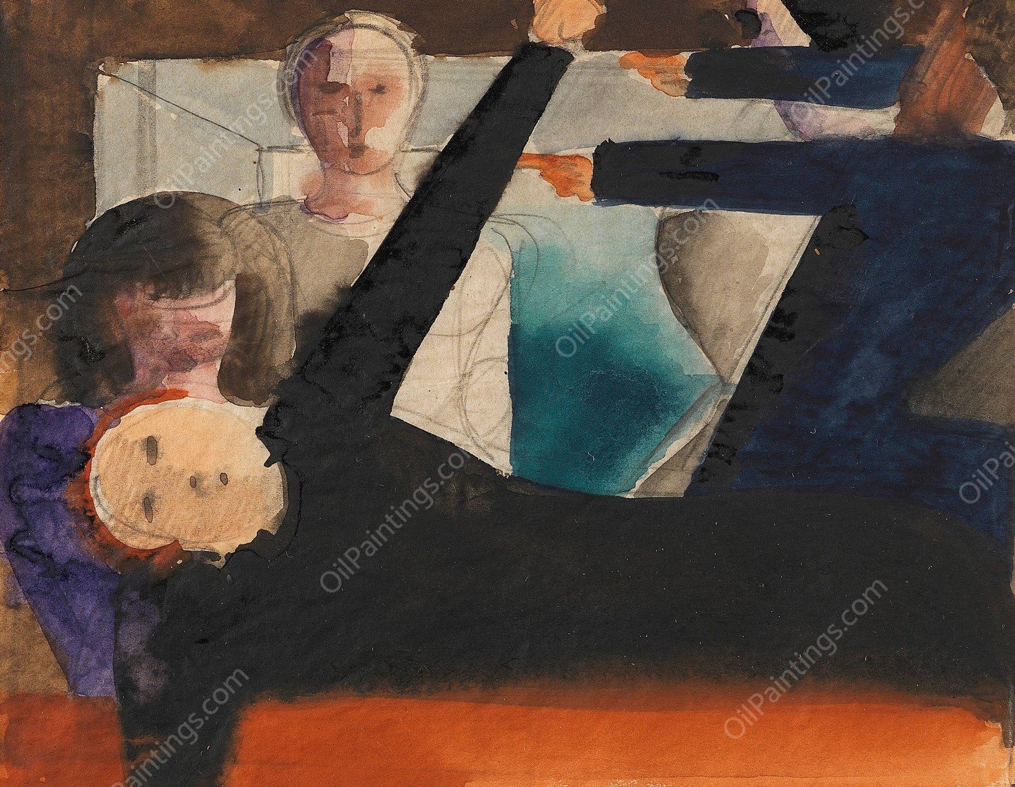 Zwiegesprach  by Oskar Schlemmer - Hand-Painted Oil Painting Reproduction