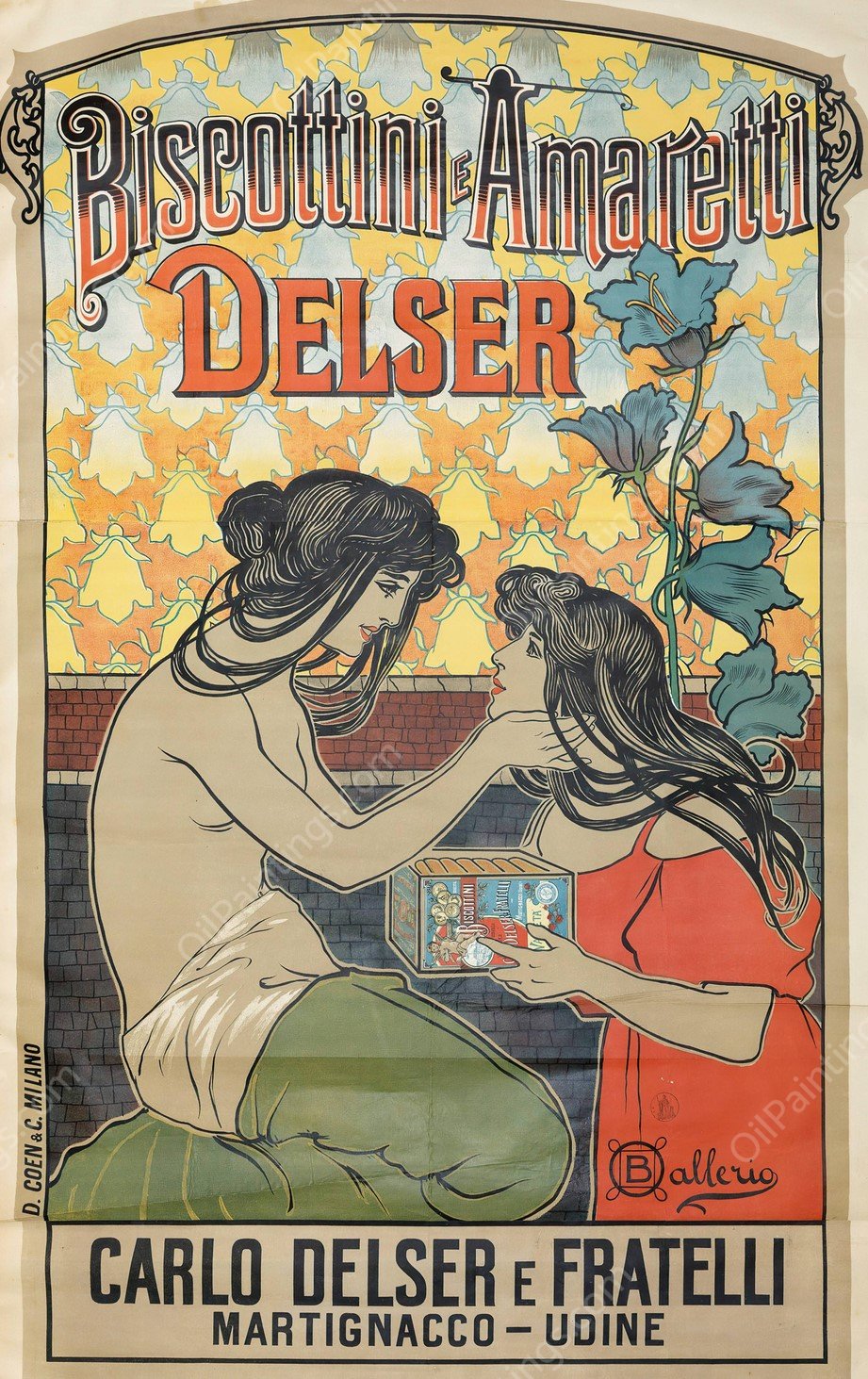 Biscotti Amaretti Delser  by Osvaldo Ballerio - Hand-Painted Oil Painting Reproduction