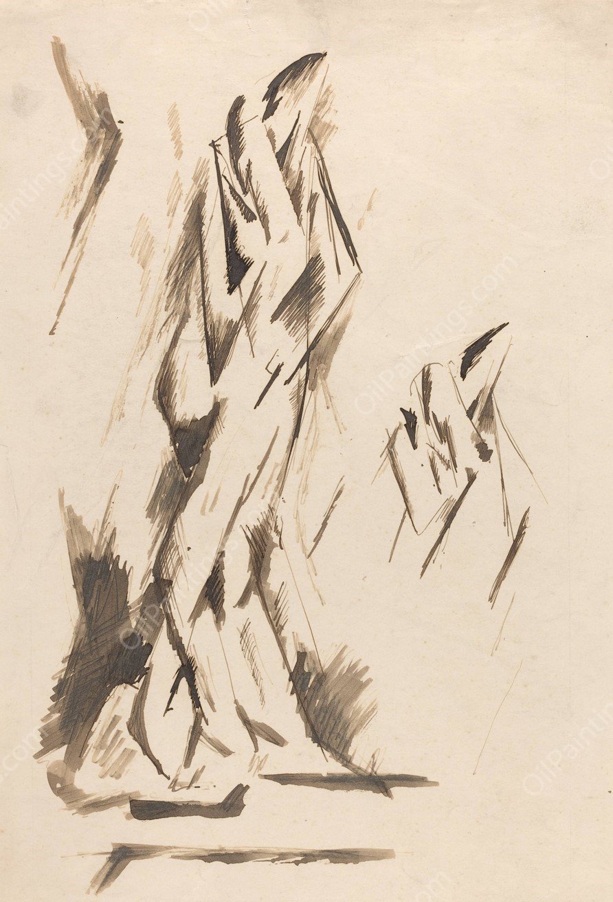 Lovers Embracing  by Oto Gutfreund - Hand-Painted Oil Painting Reproduction