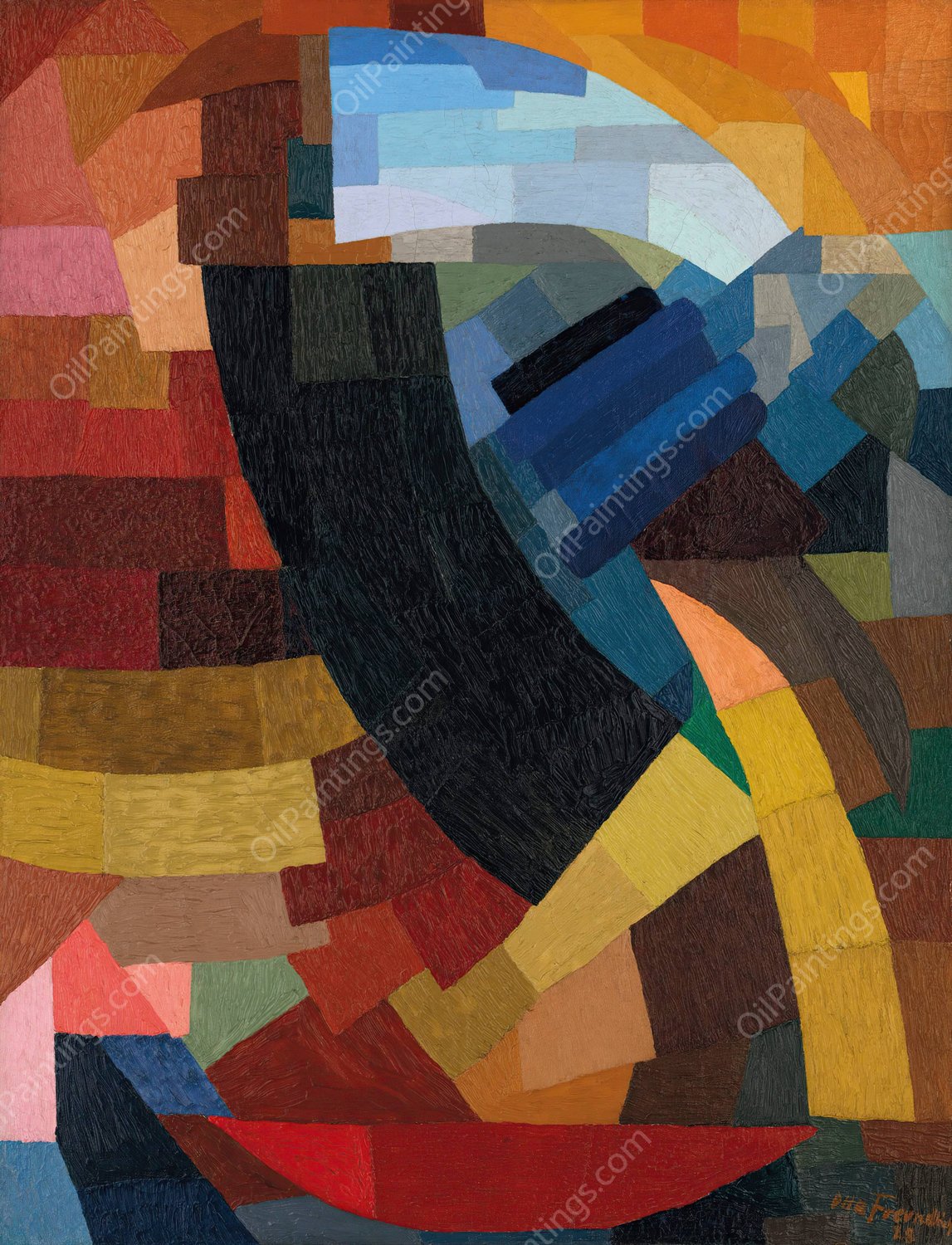 Fragments de figure a l'ensemble des plans  by Otto Freundlich - Hand-Painted Oil Painting Reproduction