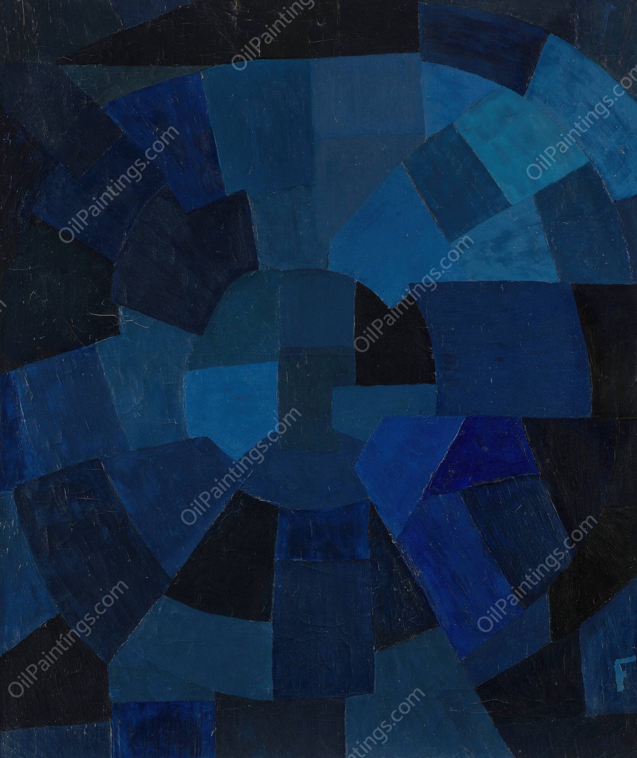 Komposition in Blau  by Otto Freundlich - Hand-Painted Oil Painting Reproduction