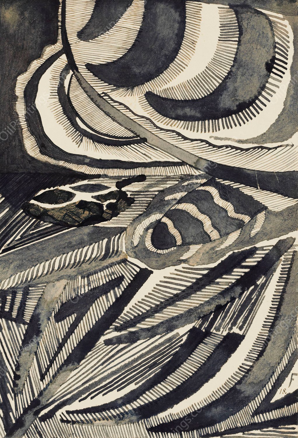 Landschaft  by Otto Freundlich - Hand-Painted Oil Painting Reproduction