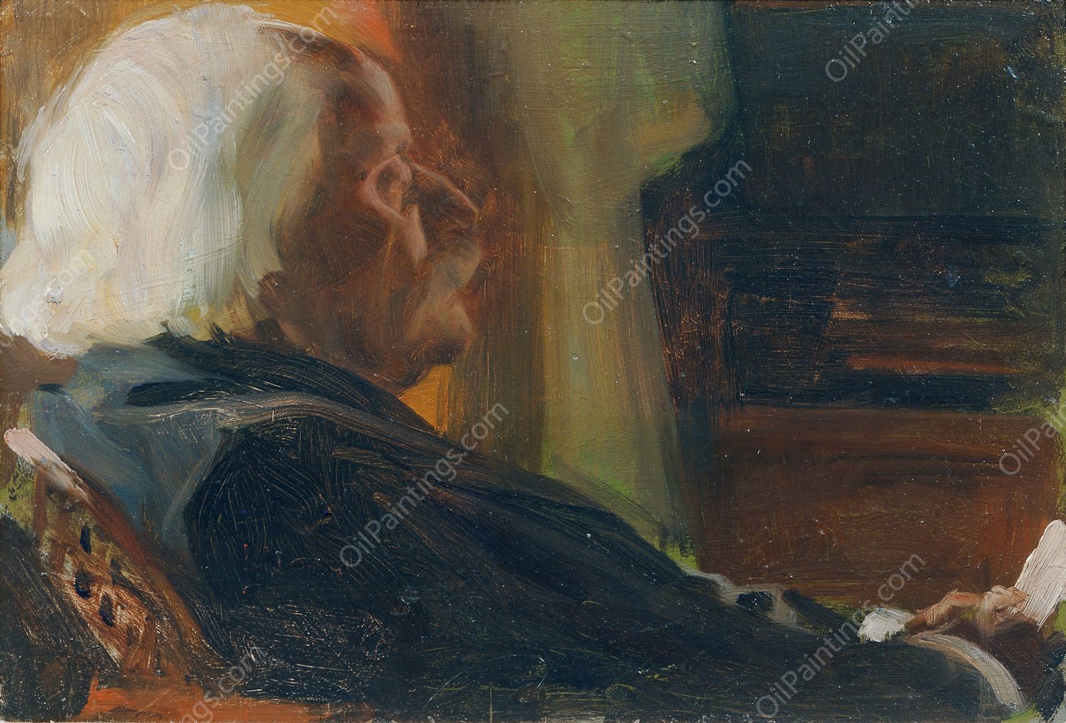 Der Komponist Karl Goldmark  by Otto Friedrich - Hand-Painted Oil Painting Reproduction