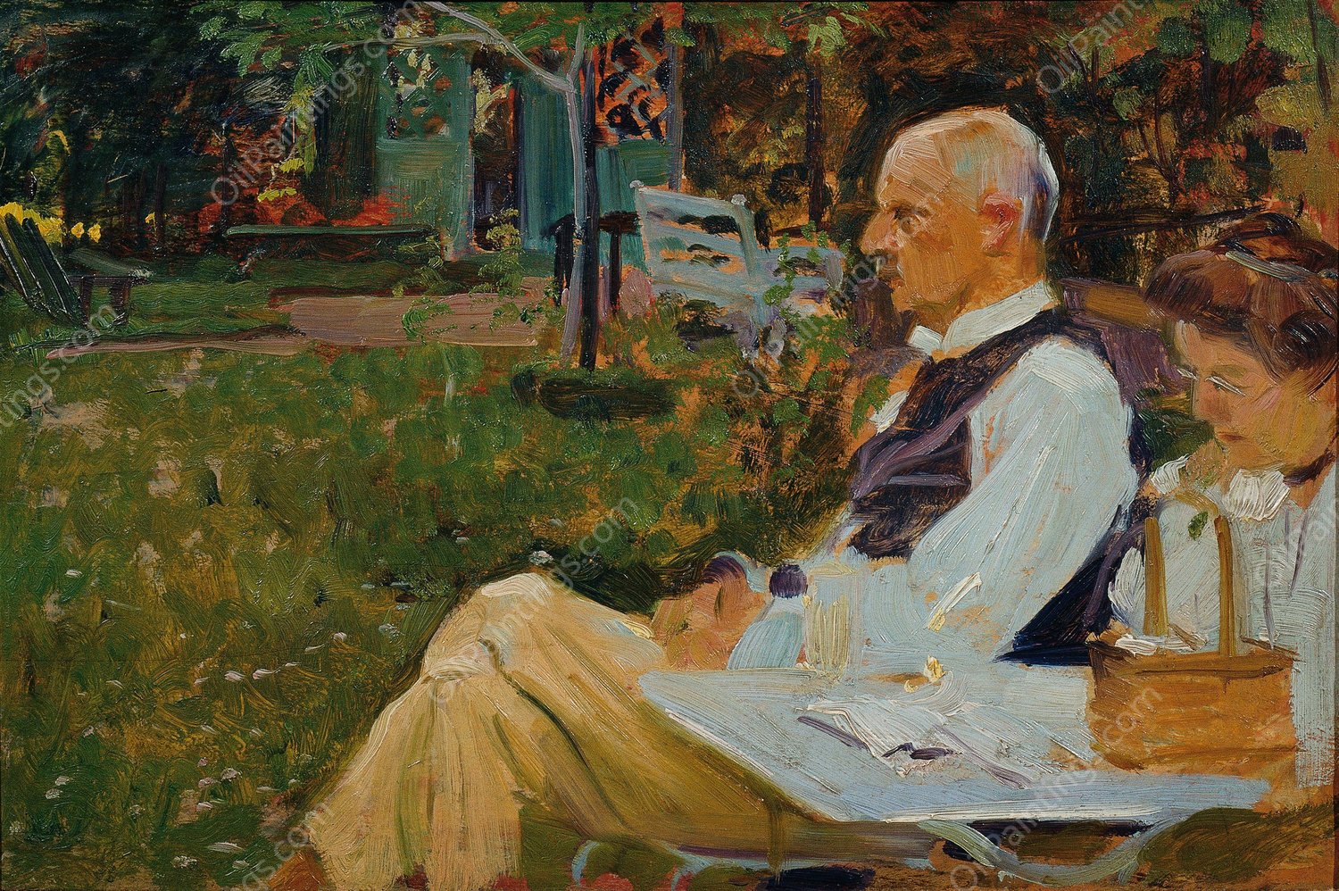 Heinrich Triesch und seine Frau  by Otto Friedrich - Hand-Painted Oil Painting Reproduction