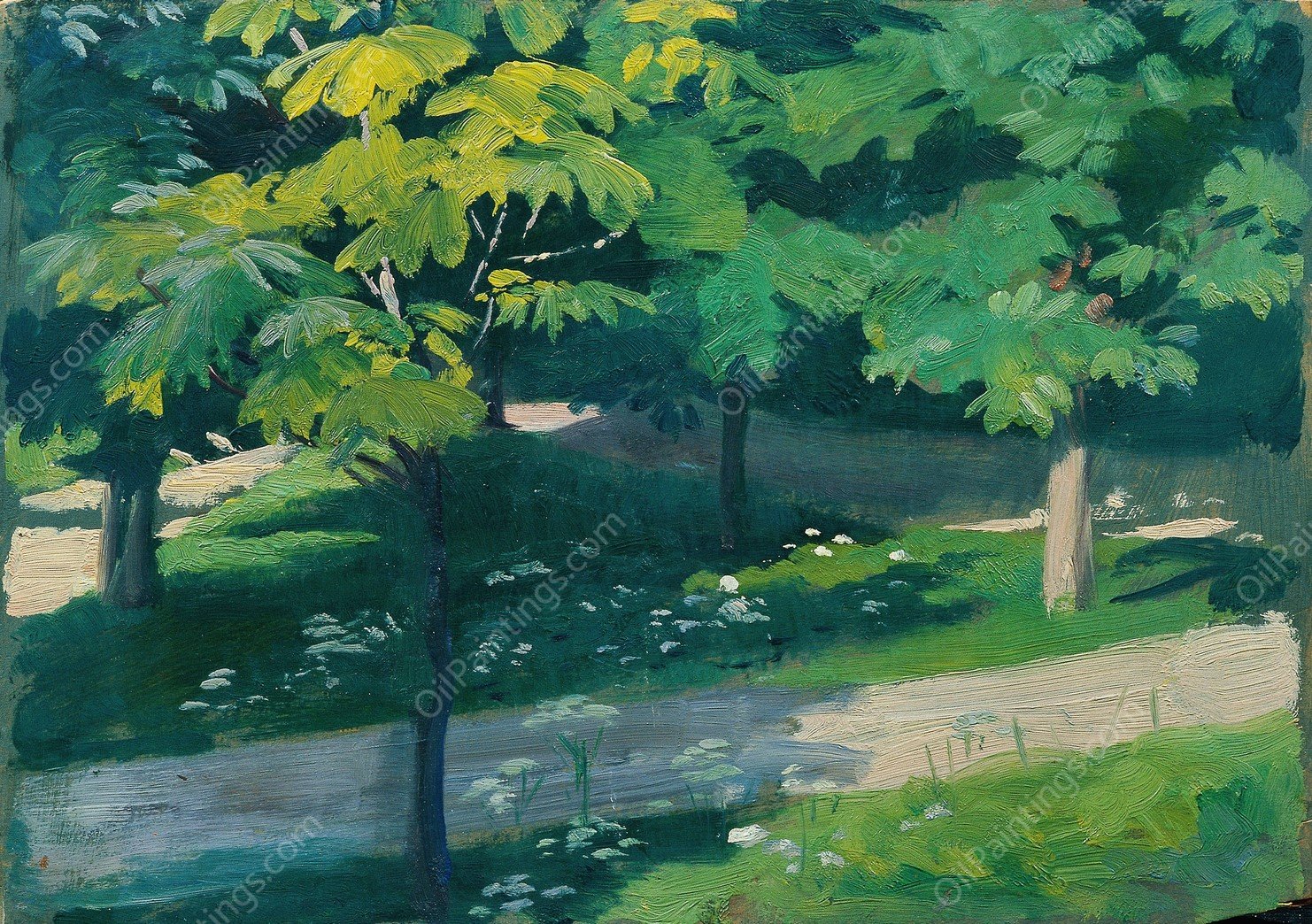 Kastanienallee  by Otto Friedrich - Hand-Painted Oil Painting Reproduction