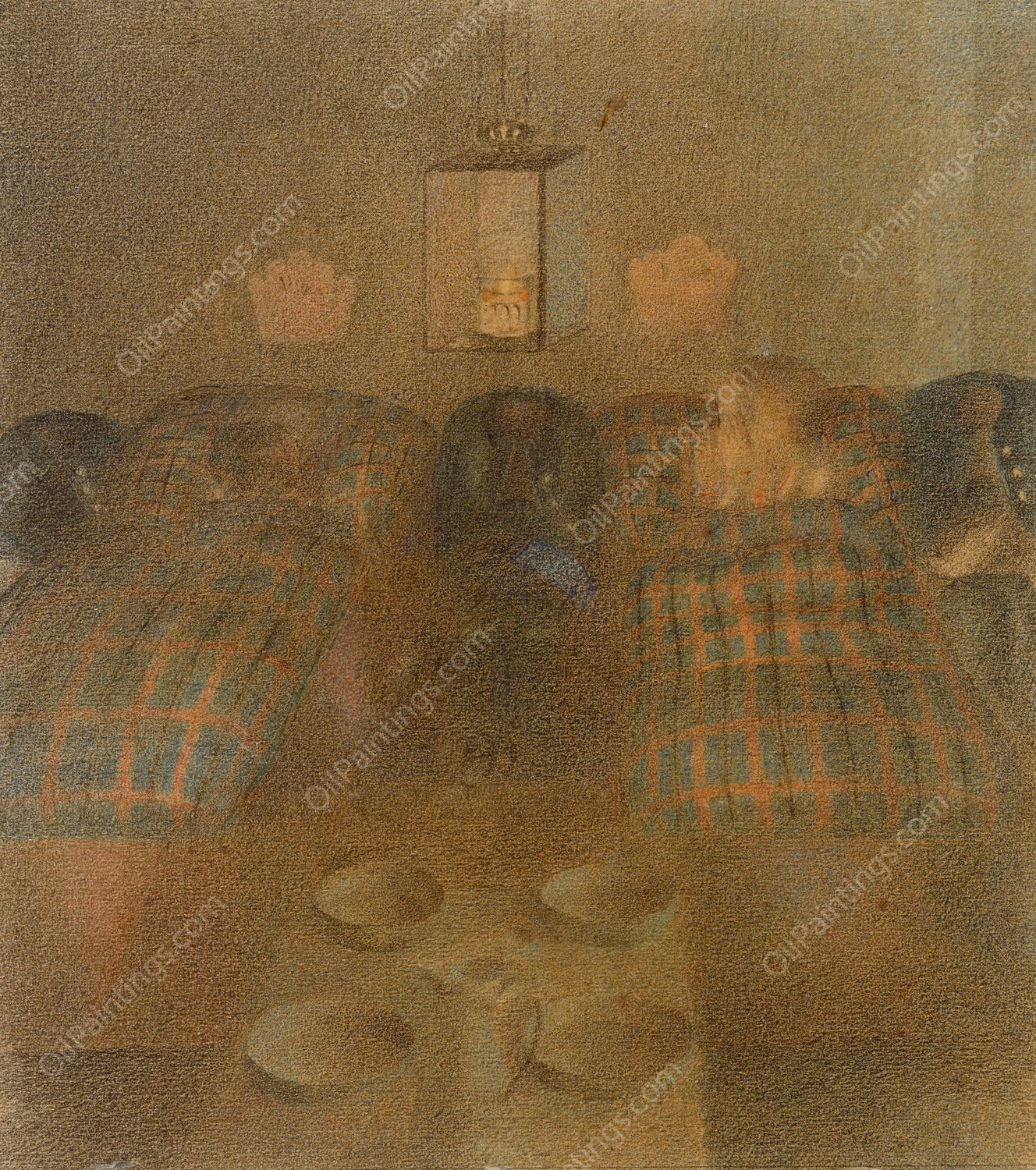 Dormitory. Complete Composition IV by Otto Meyer-Amden - Hand-Painted Oil Painting Reproduction