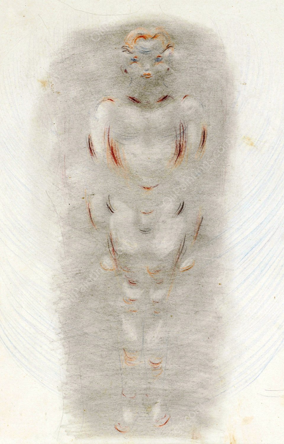 Knabenakt stehend. Rosareihe  by Otto Meyer-Amden - Hand-Painted Oil Painting Reproduction