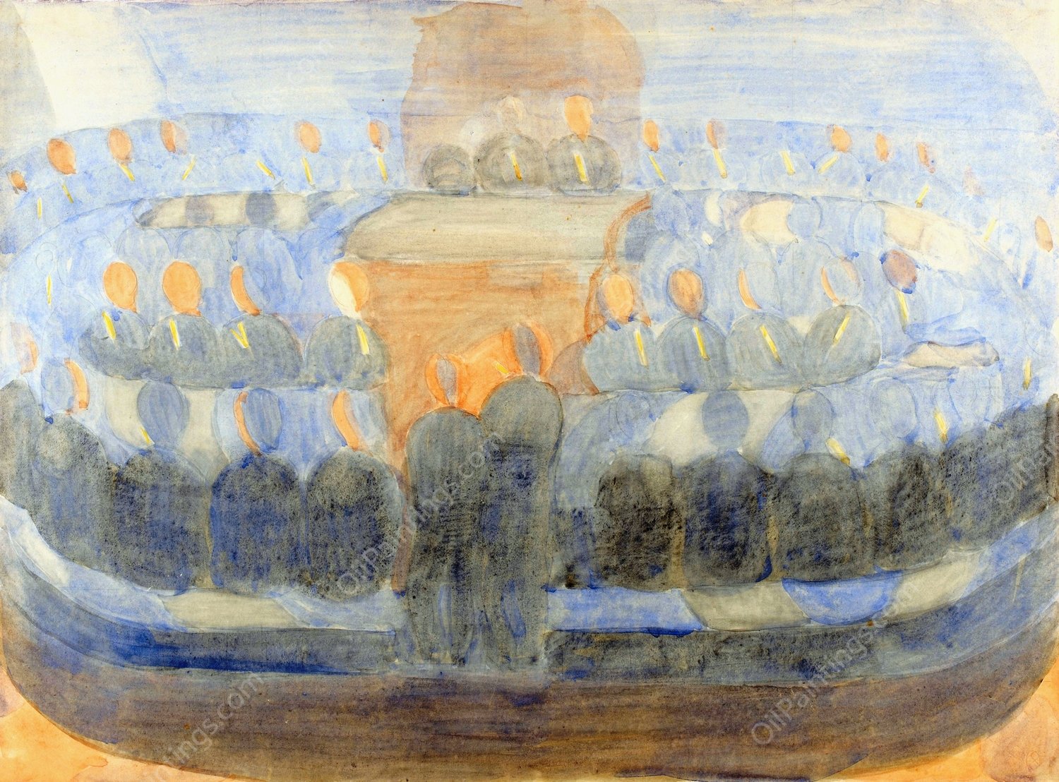 Kompositionsstudie zu 'Vorbereitung' by Otto Meyer-Amden - Hand-Painted Oil Painting Reproduction