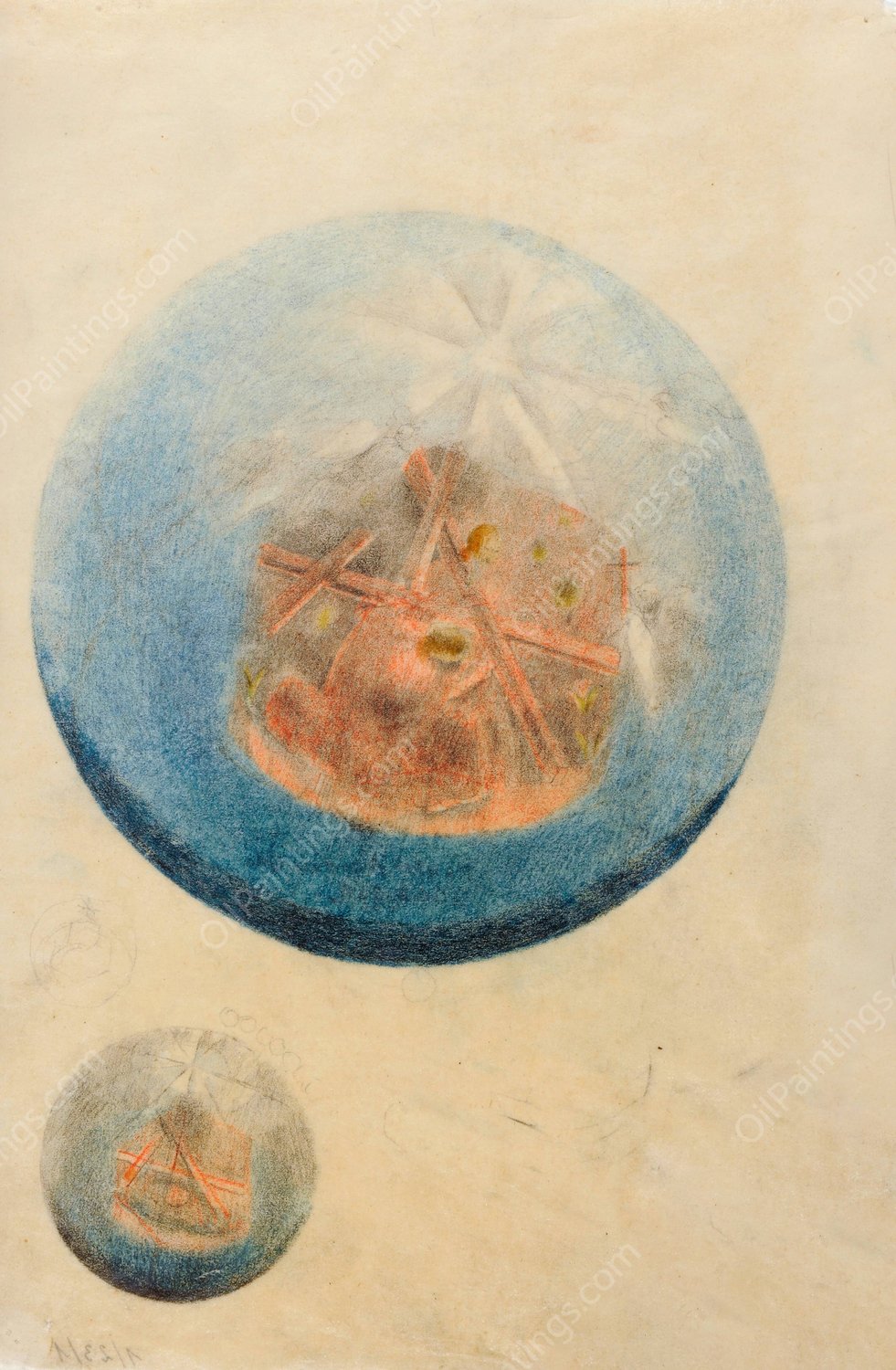 Paradiesgarten in Glaskugel  by Otto Meyer-Amden - Hand-Painted Oil Painting Reproduction