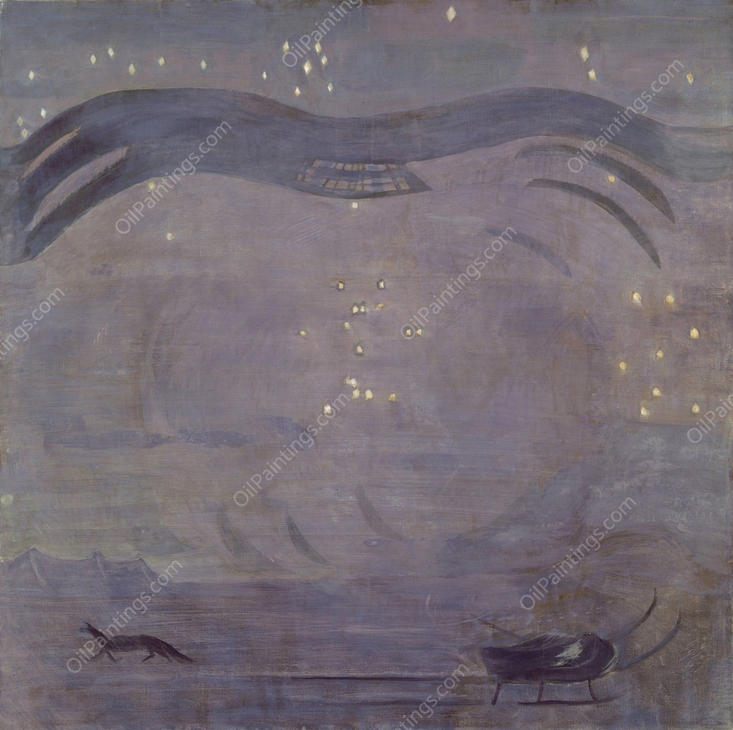 Starry Landscape with Mountain Peak  by Otto Meyer-Amden - Hand-Painted Oil Painting Reproduction