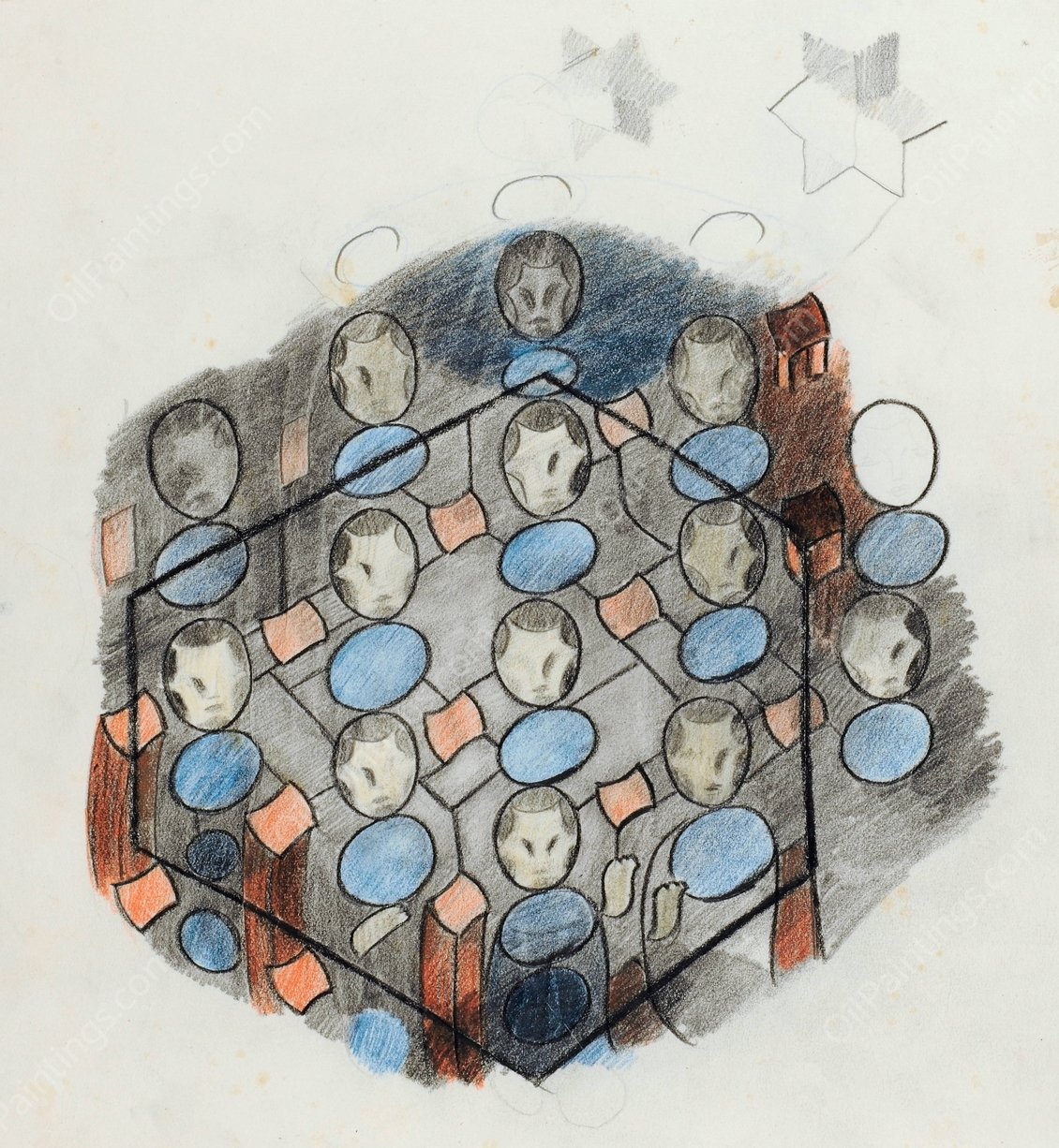 Studie zu Glasgemalde  by Otto Meyer-Amden - Hand-Painted Oil Painting Reproduction