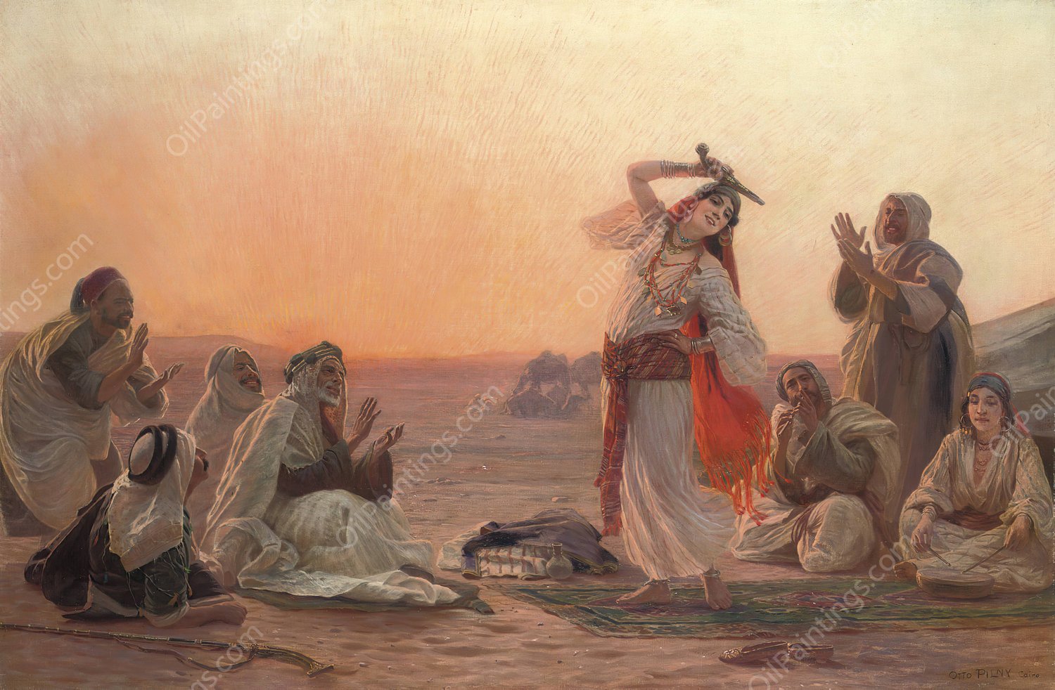 A Dance At Sunset by Otto Pilny - Hand-Painted Oil Painting Reproduction