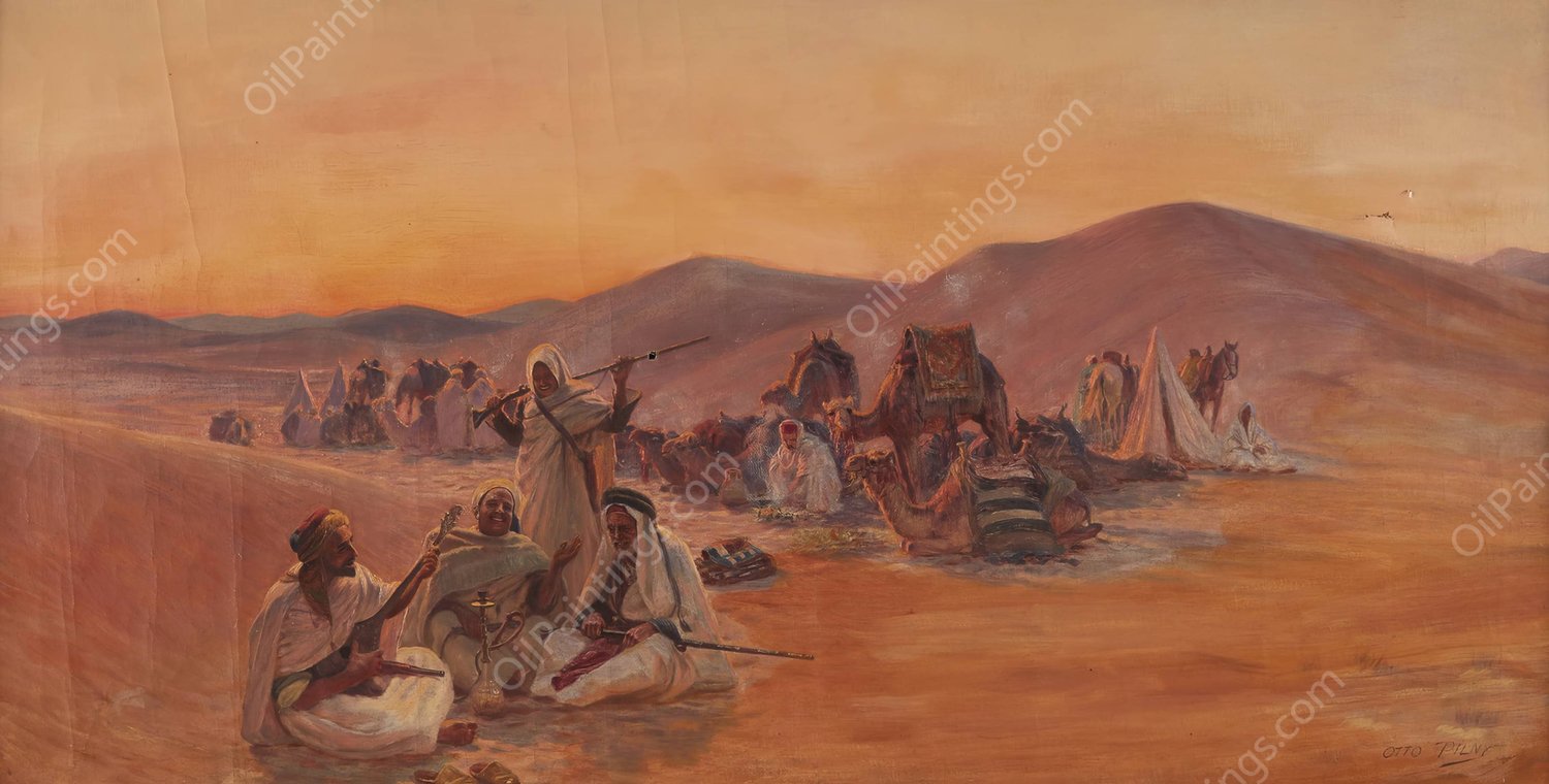 Bedouin Camp  by Otto Pilny - Hand-Painted Oil Painting Reproduction