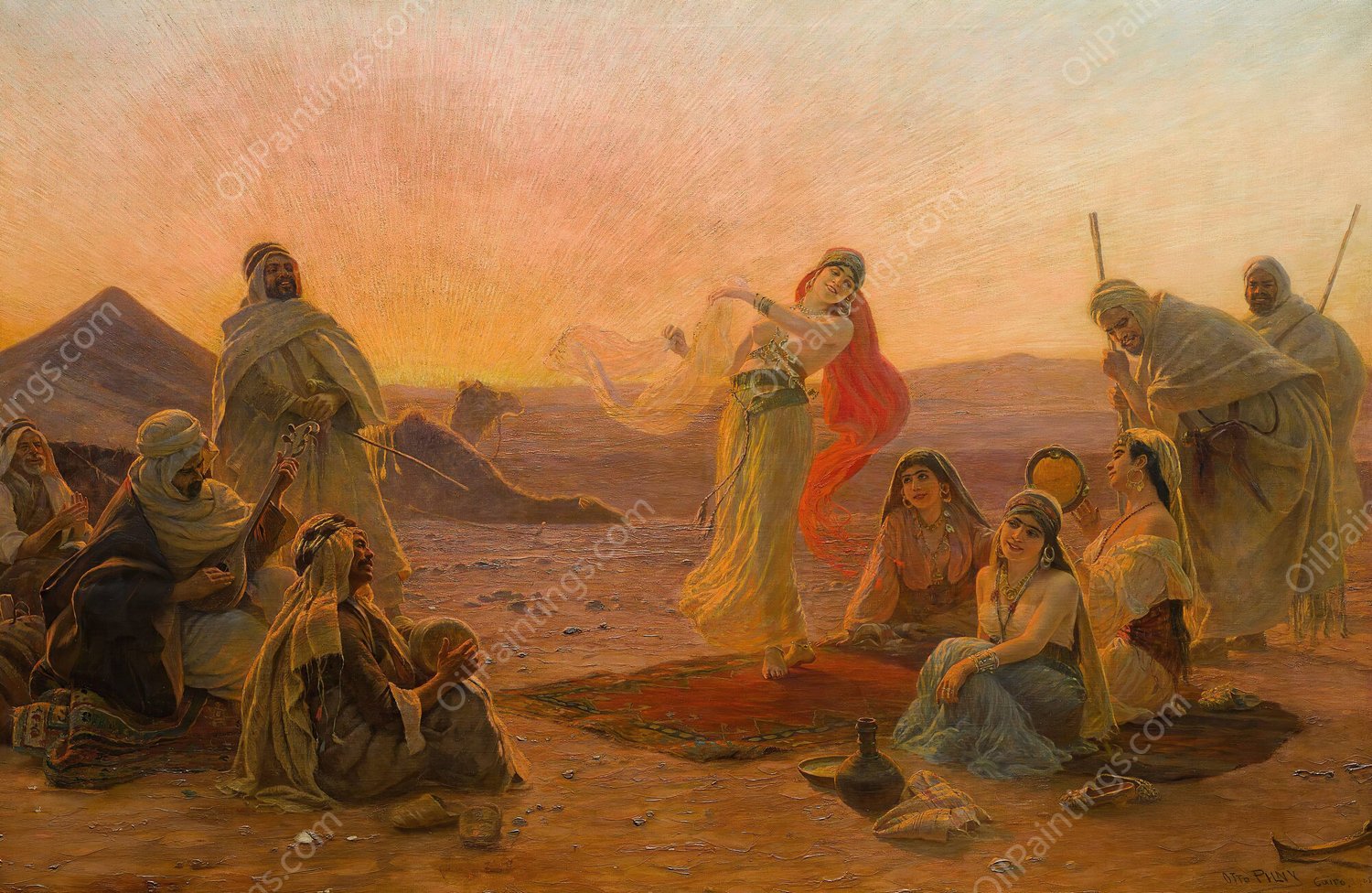 Dancing At Sunset  by Otto Pilny - Hand-Painted Oil Painting Reproduction