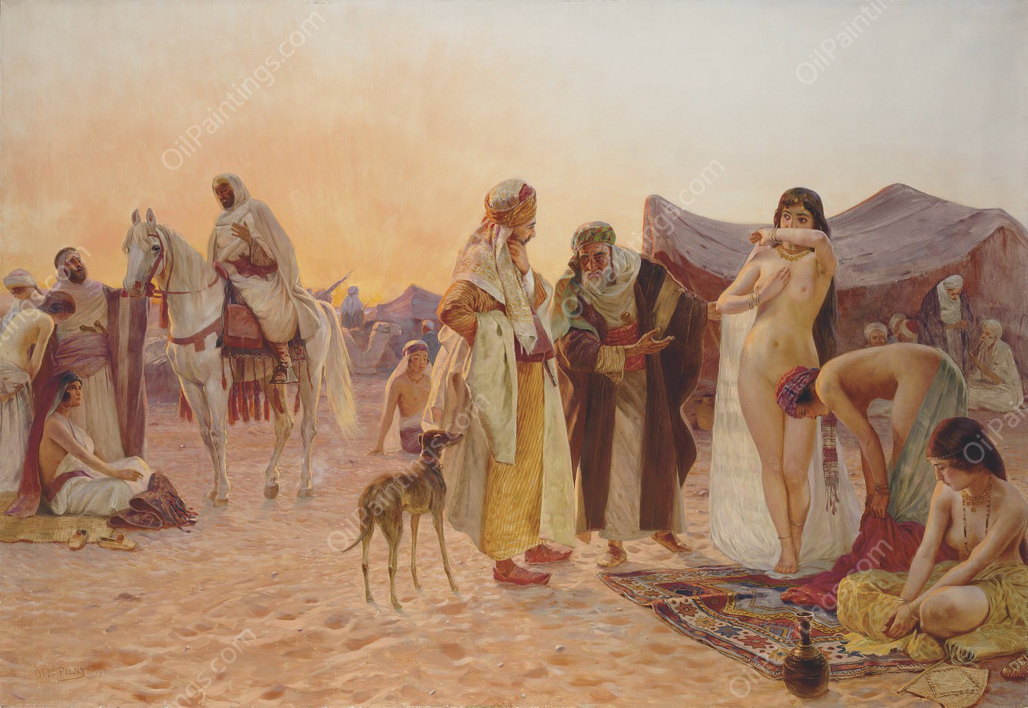 Slave Market  by Otto Pilny - Hand-Painted Oil Painting Reproduction