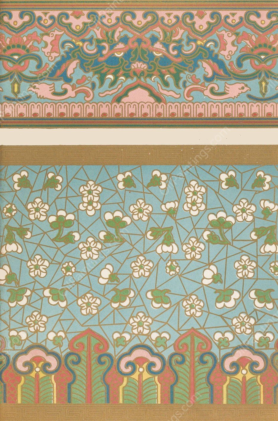 Examples of Chinese ornament, Pl.34  by Owen Jones - Hand-Painted Oil Painting Reproduction