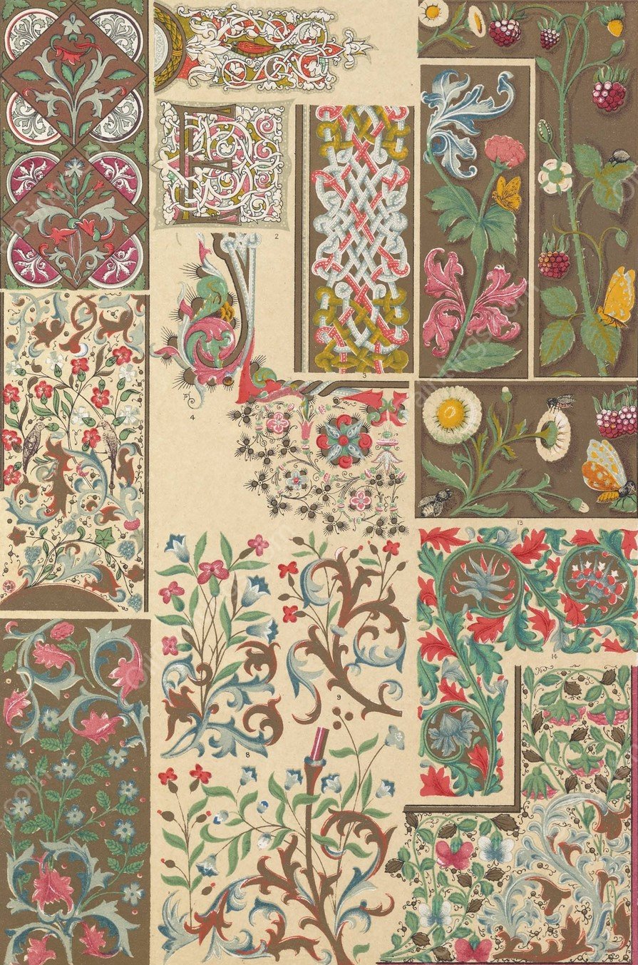 Illuminated Manuscripts No.3  by Owen Jones - Hand-Painted Oil Painting Reproduction