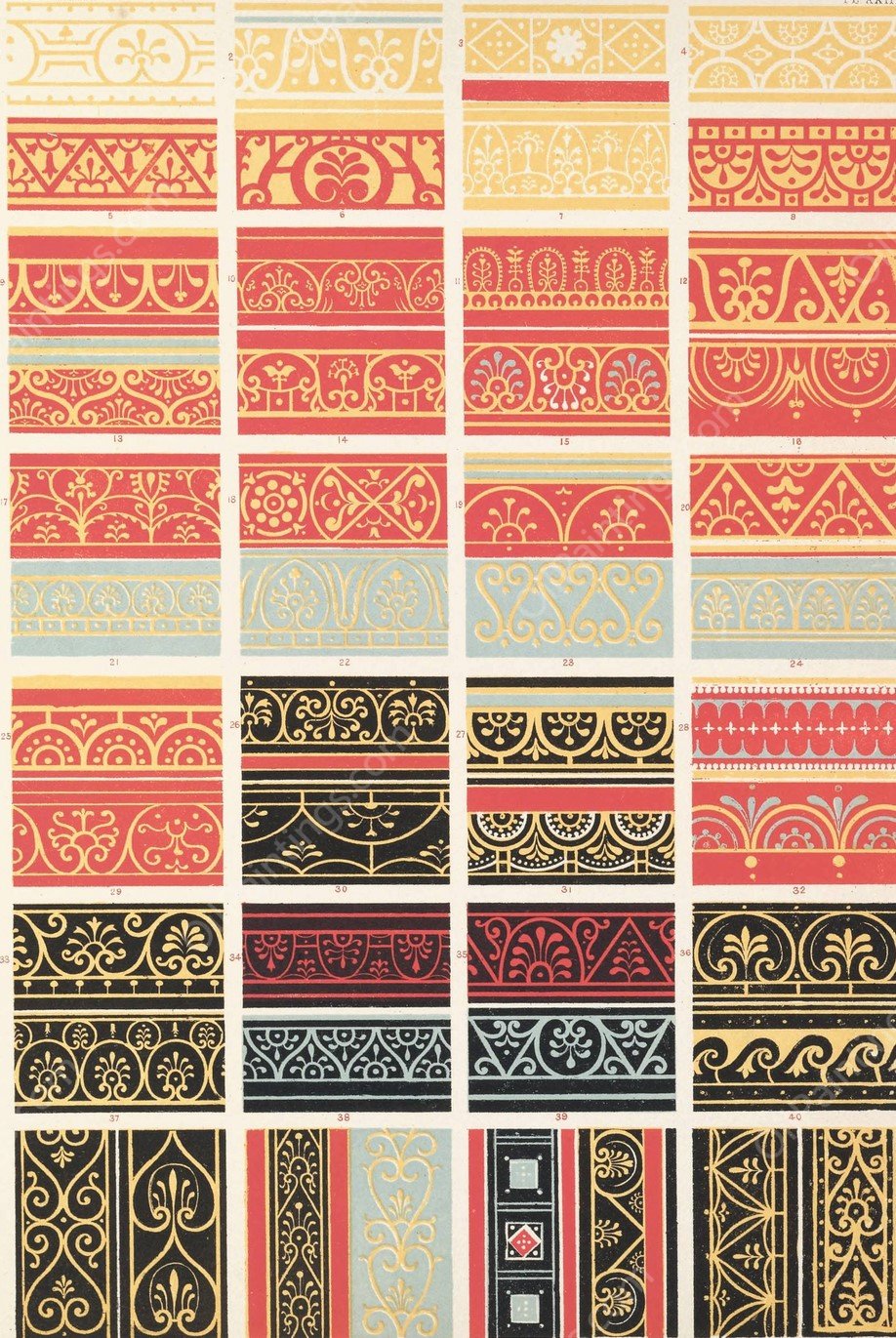 Pompeian No.1  by Owen Jones - Hand-Painted Oil Painting Reproduction