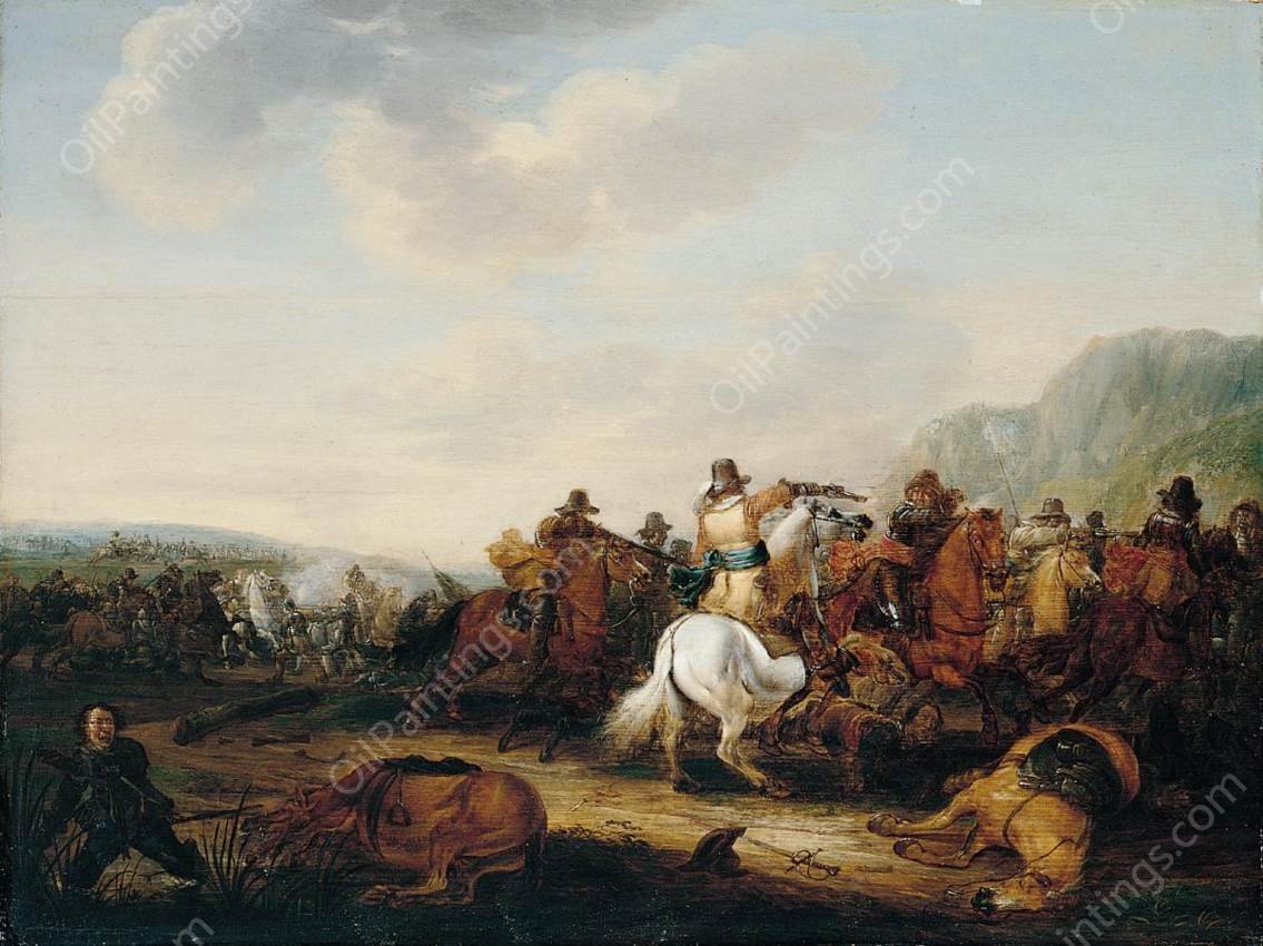 A Skirmish Between Cavalry and Infantry by Palamedes Palamedesz - Hand-Painted Oil Painting Reproduction