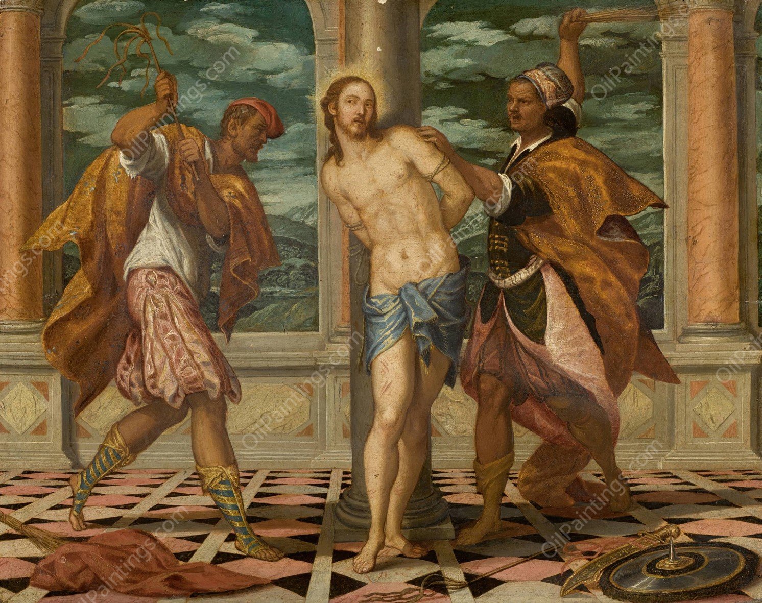 The Flagellation by Paolo Veronese (Follower) - Hand-Painted Oil Painting Reproduction