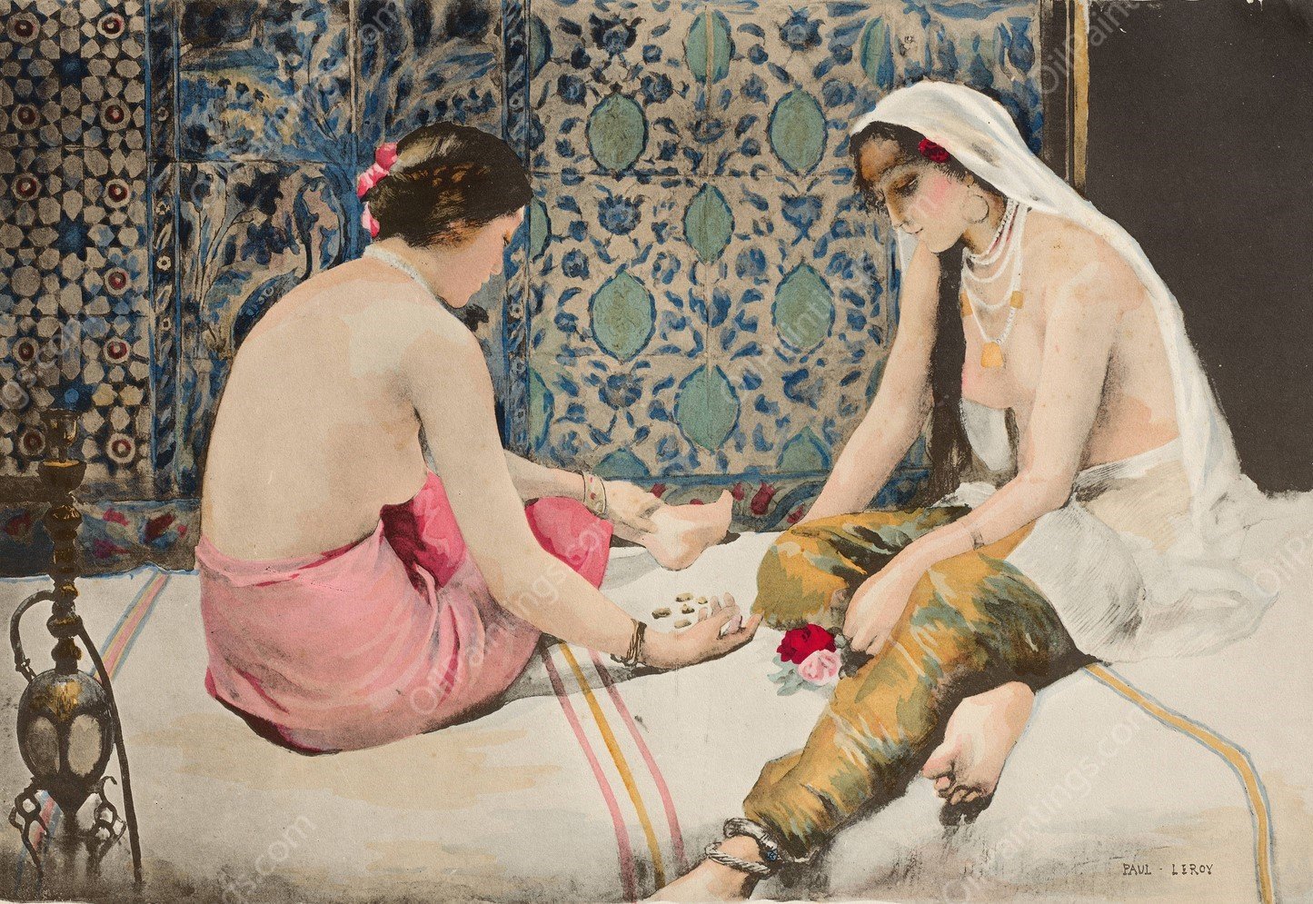 Joueuses d'Osselets  by Paul Alexandre Alfred Leroy - Hand-Painted Oil Painting Reproduction