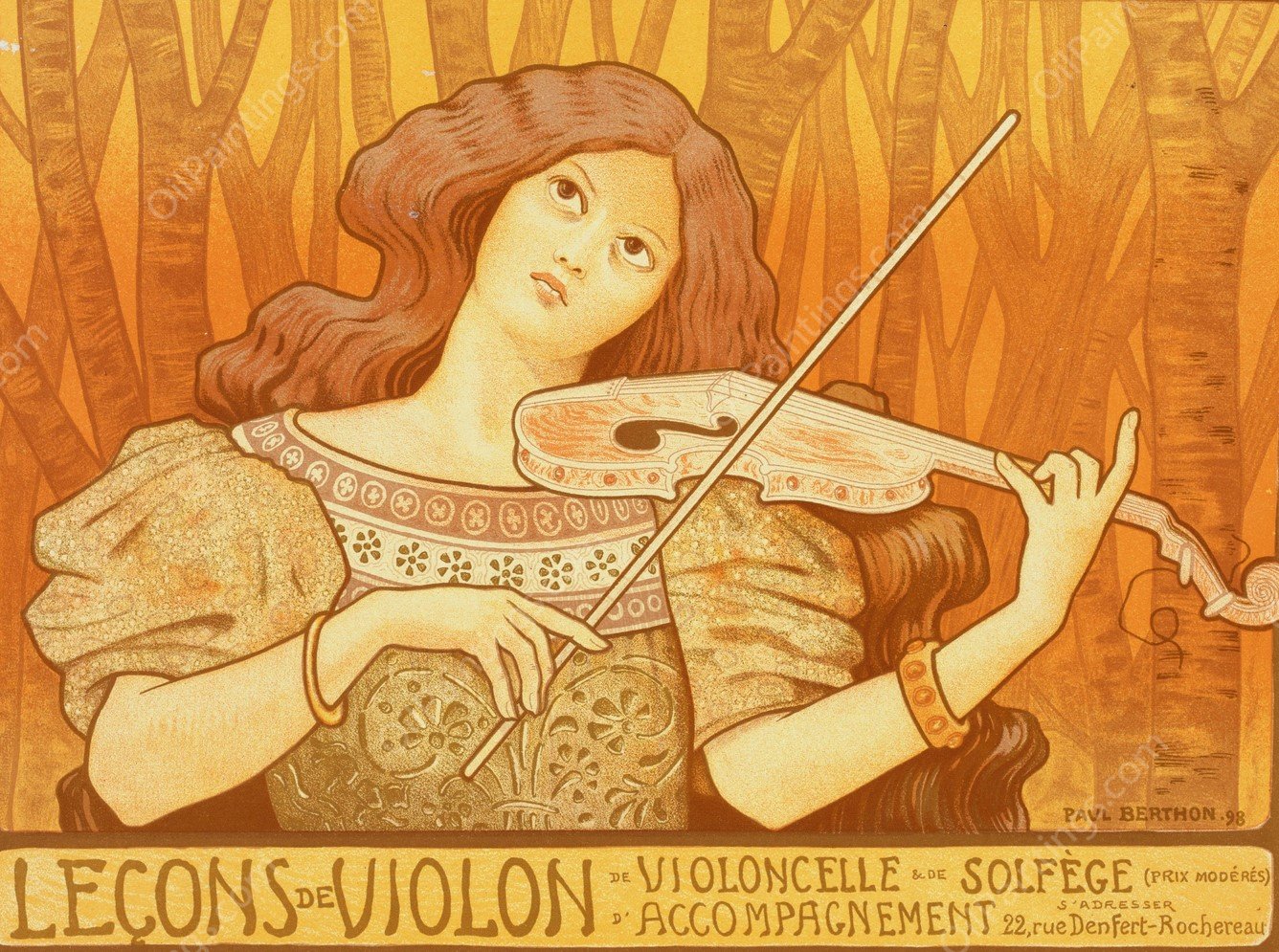 Lecons De Violon  by Paul Berthon - Hand-Painted Oil Painting Reproduction
