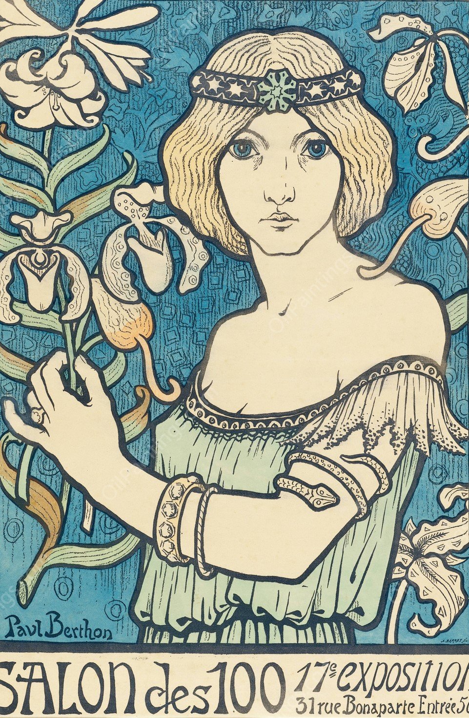 Salon des Cent  by Paul Berthon - Hand-Painted Oil Painting Reproduction