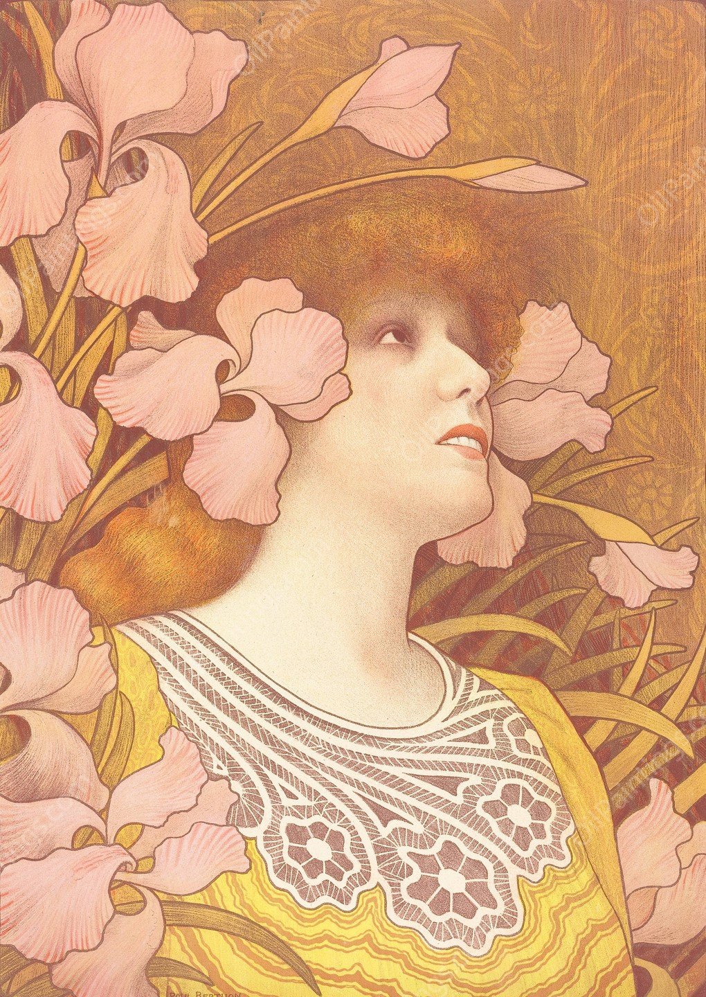 Sarah Bernhardt as Melisande by Paul Berthon - Hand-Painted Oil Painting Reproduction