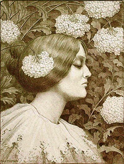 Woman in Profile by Paul Berthon - Hand-Painted Oil Painting Reproduction