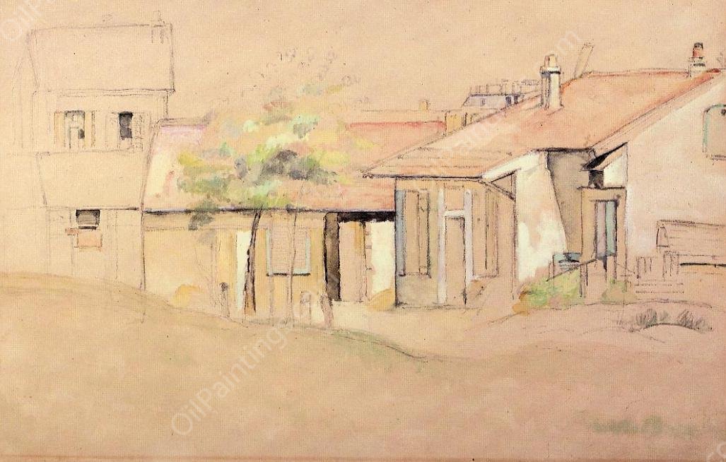 Cottages  by Paul Cezanne - Hand-Painted Oil Painting Reproduction