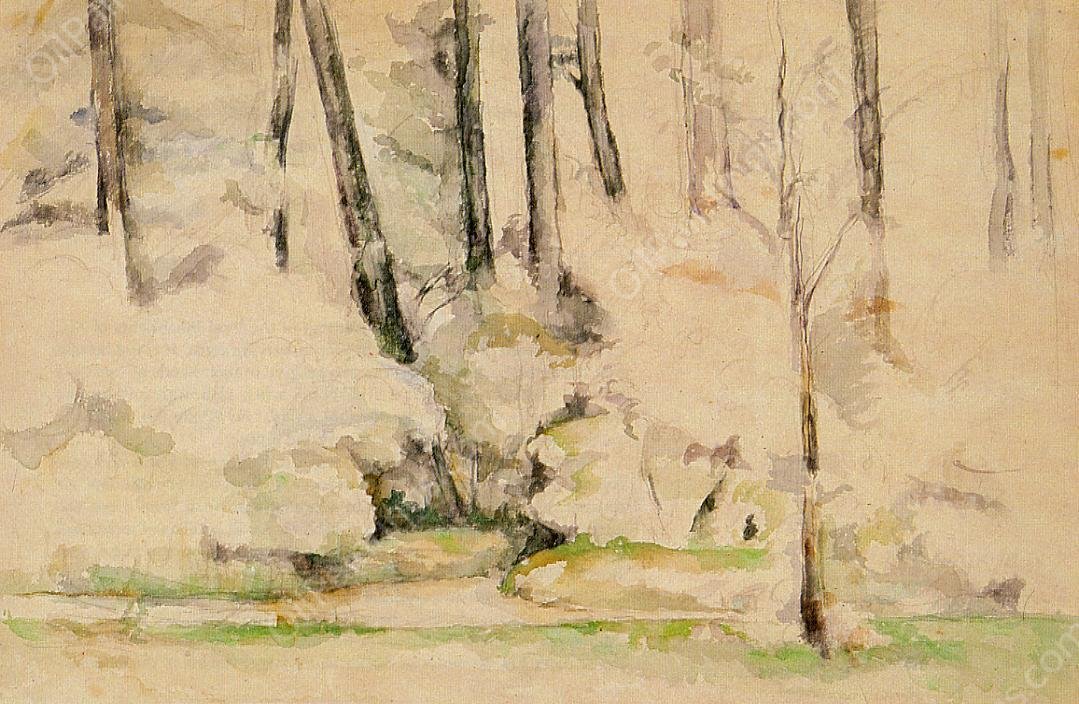 Into the Woods by Paul Cezanne - Hand-Painted Oil Painting Reproduction