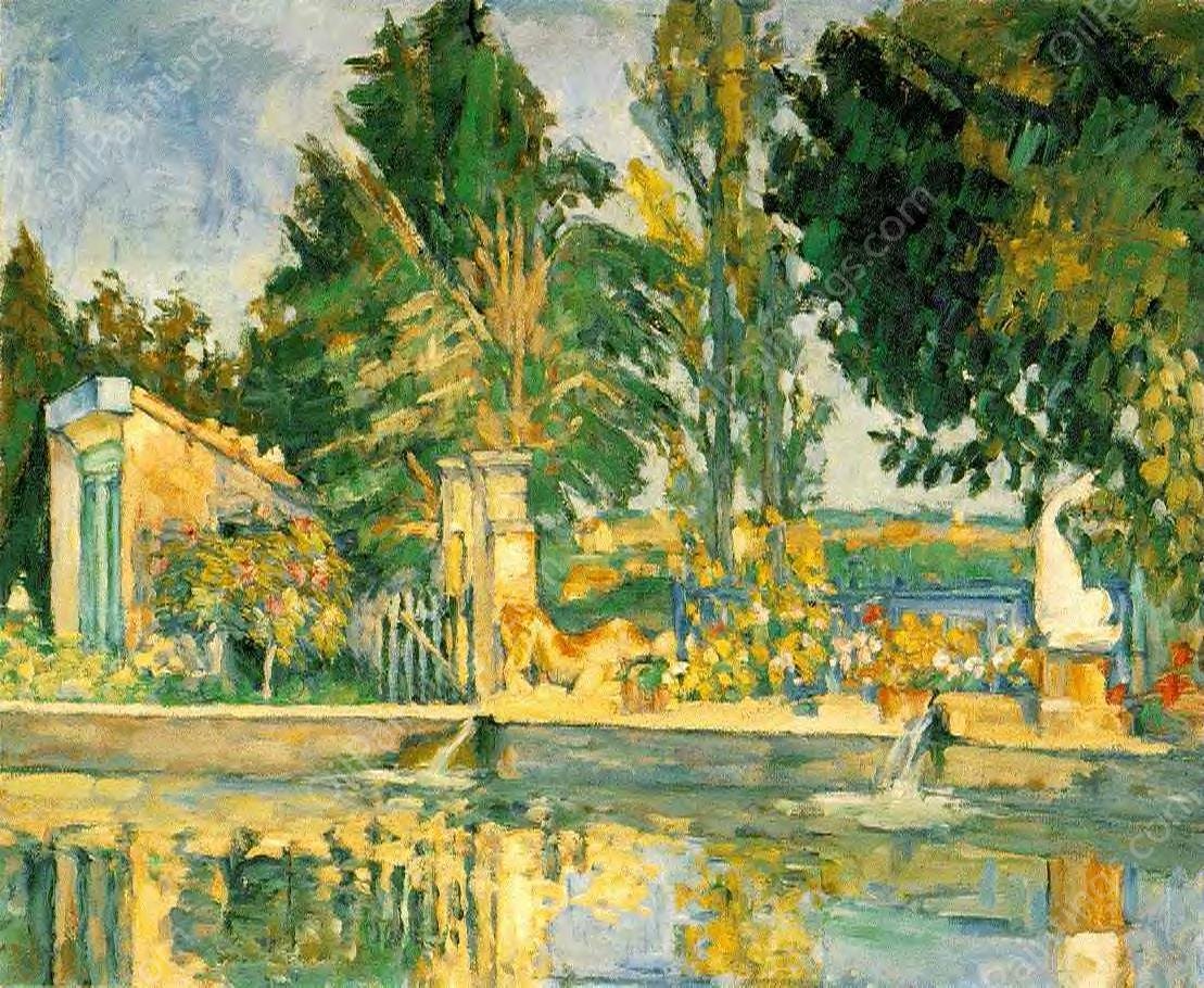 Jas de Bouffan, the Pool by Paul Cezanne - Hand-Painted Oil Painting Reproduction