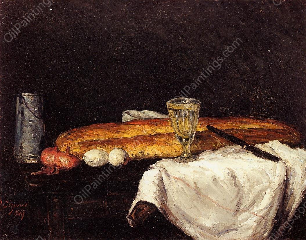 Still Life with Bread and Eggs by Paul Cezanne - Hand-Painted Oil Painting Reproduction
