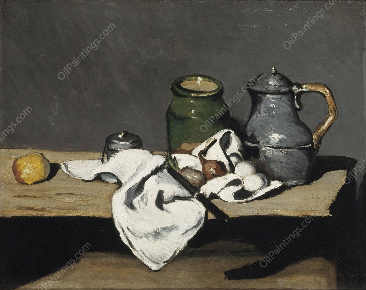 Still life with kettle  by Paul Cezanne - Hand-Painted Oil Painting Reproduction