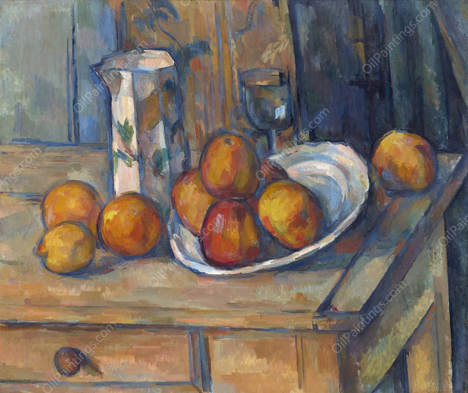Still Life with Milk Jug and Fruit  by Paul Cezanne - Hand-Painted Oil Painting Reproduction