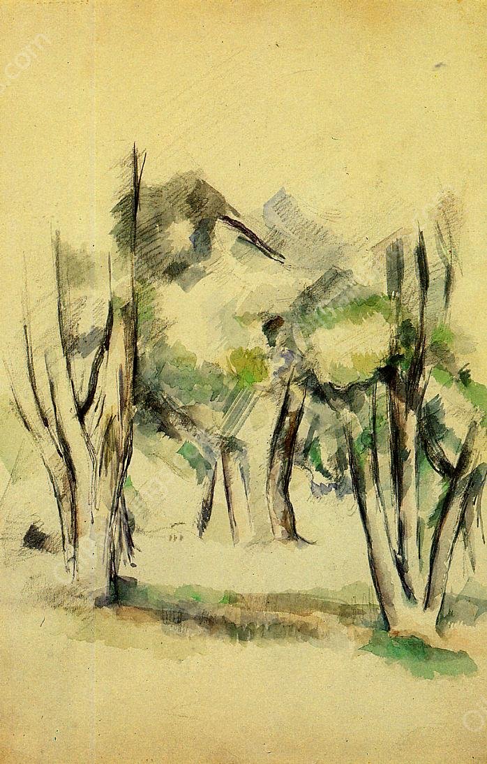 Trees by Paul Cezanne - Hand-Painted Oil Painting Reproduction