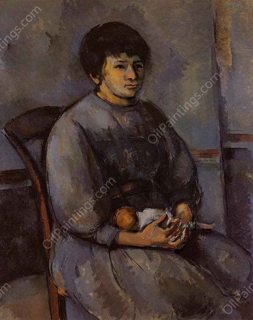 Young Girl with a Doll by Paul Cezanne - Hand-Painted Oil Painting Reproduction