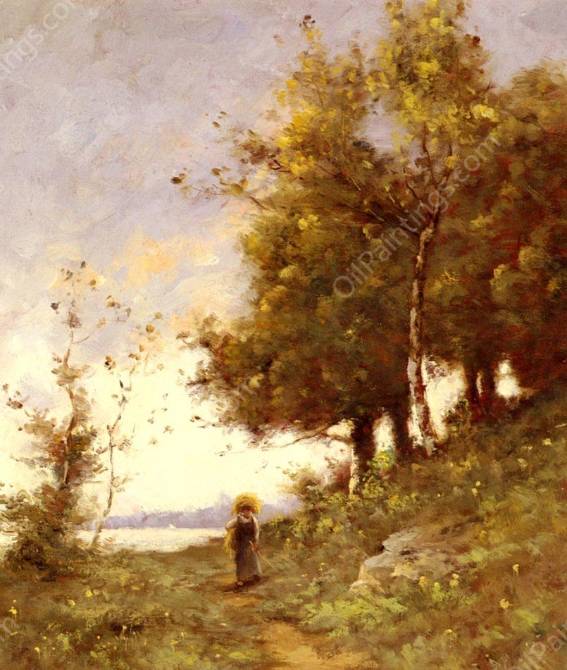 Femme Sur Un Chemin by Paul-Desire Trouillebert - Hand-Painted Oil Painting Reproduction