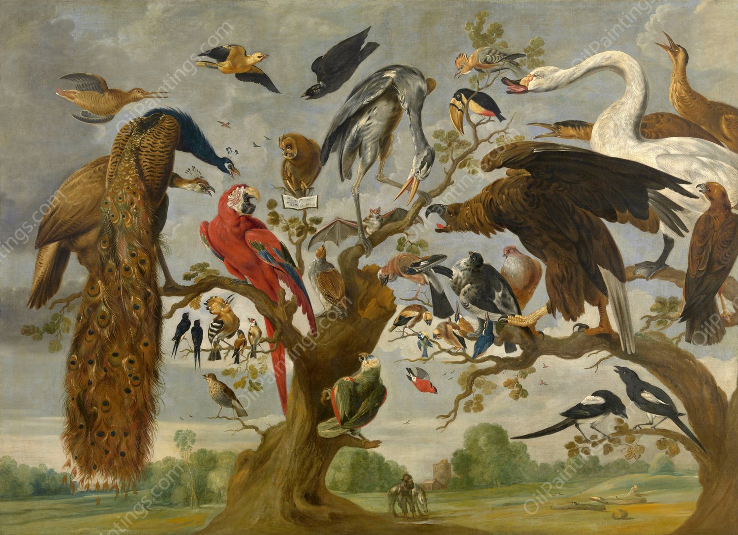 Concert of Birds by Paul De Vos - Hand-Painted Oil Painting Reproduction