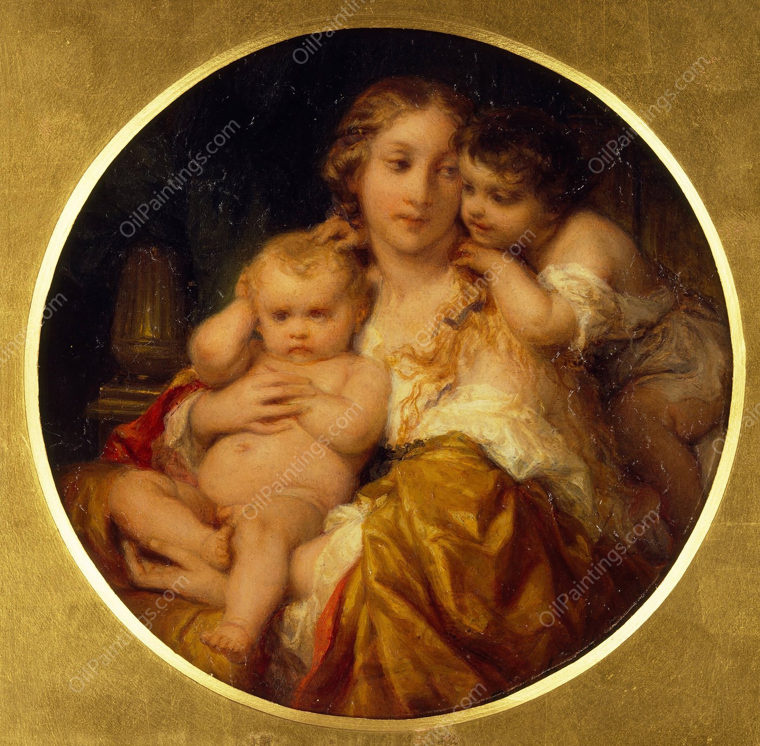 Mother and Children  by Paul Delaroche - Hand-Painted Oil Painting Reproduction