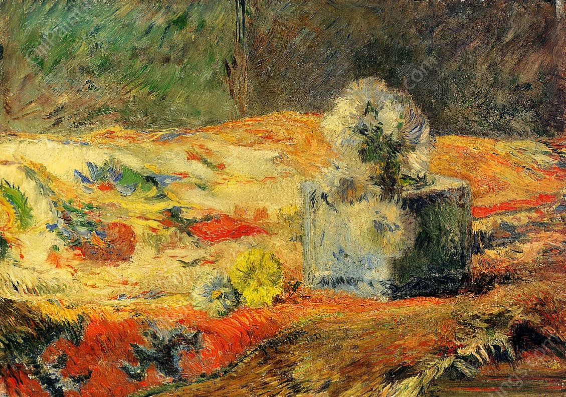 Flowers and Carpet by Paul Gauguin - Hand-Painted Oil Painting Reproduction