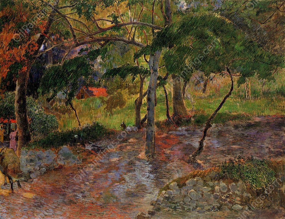 River Under the Trees, Martinique by Paul Gauguin - Hand-Painted Oil Painting Reproduction