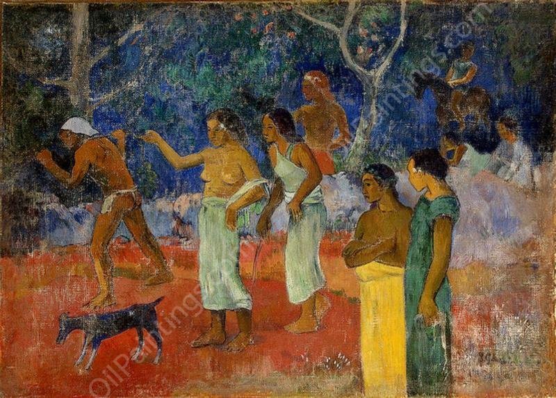 Scenes from Tahitian Live by Paul Gauguin - Hand-Painted Oil Painting Reproduction